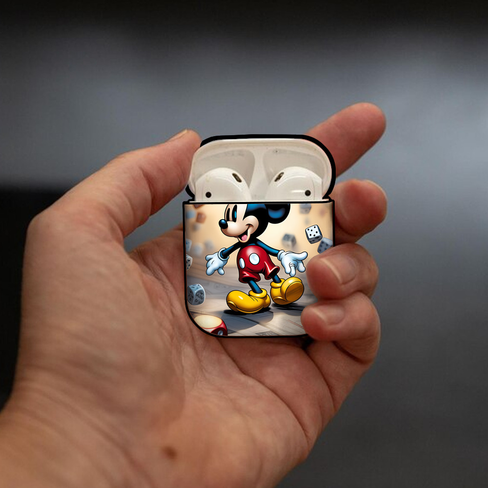 ミッキーマウス Mickey Mouse AirPods 第2世代保護ケース ハードシェル ブラック 耐衝撃・防指紋・カラビナ付き