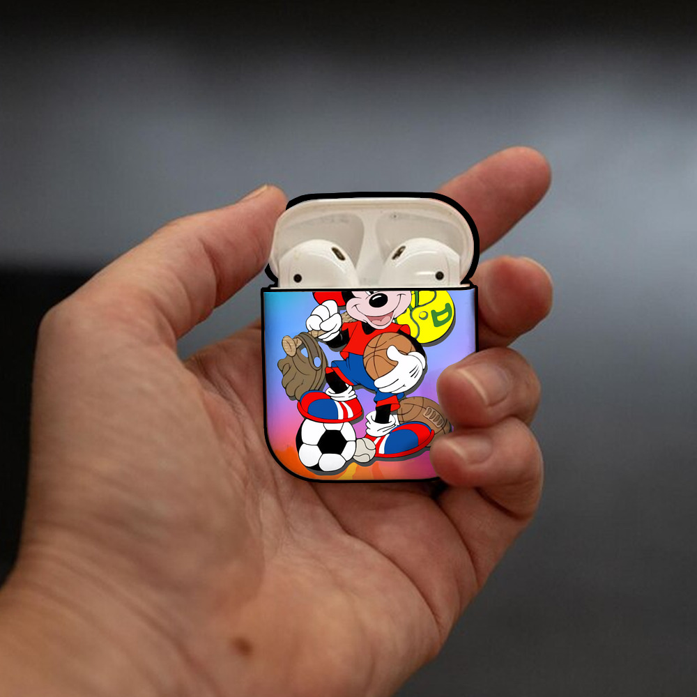 ミッキーマウス Mickey Mouse AirPods 第2世代保護ケース ハードシェル ブラック 耐衝撃・防指紋・カラビナ付き