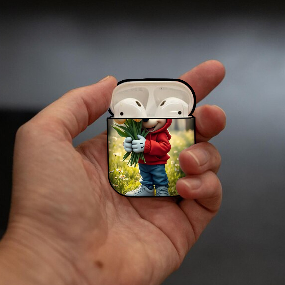 ミッキーマウス Mickey Mouse AirPods 第2世代保護ケース ハードシェル ブラック 耐衝撃・防指紋・カラビナ付き