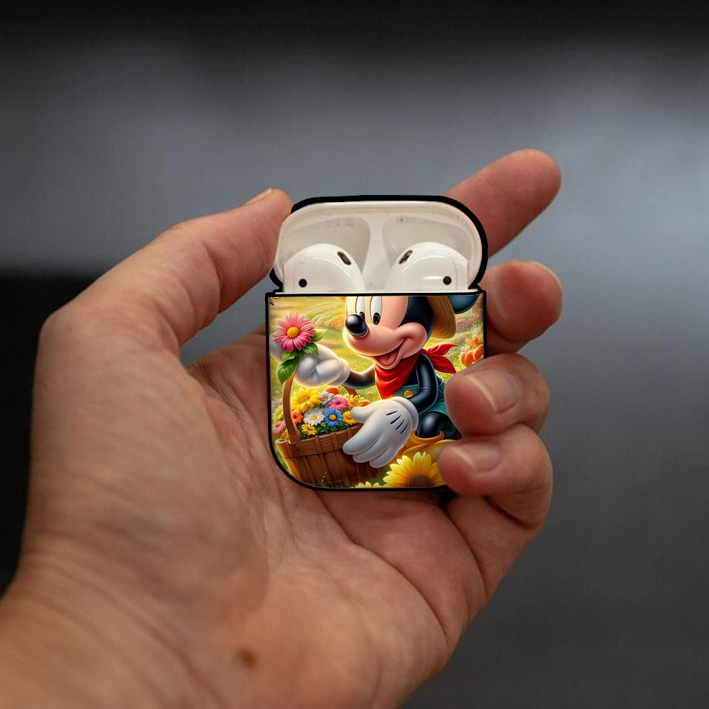 ミッキーマウス Mickey Mouse AirPods 第2世代保護ケース ハードシェル ブラック 耐衝撃・防指紋・カラビナ付き