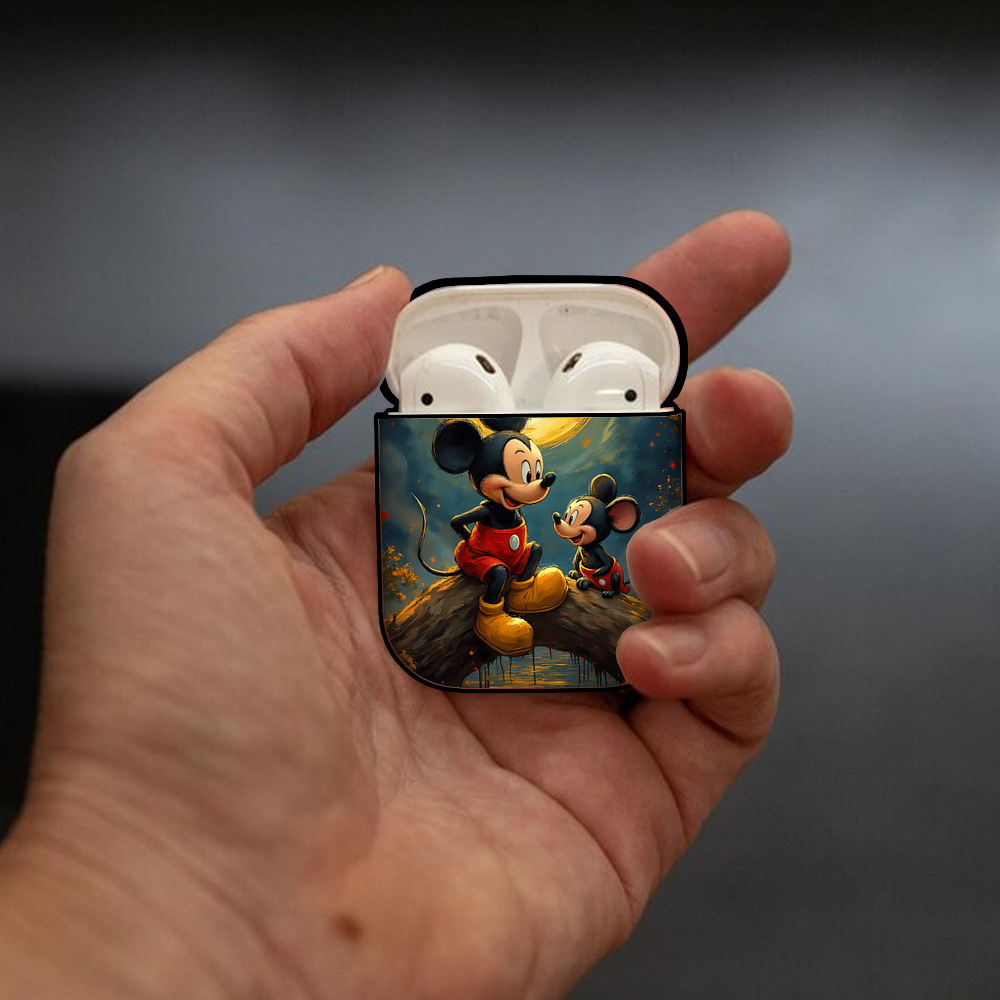 ミッキーマウス Mickey Mouse AirPods 第2世代保護ケース ハードシェル ブラック 耐衝撃・防指紋・カラビナ付き