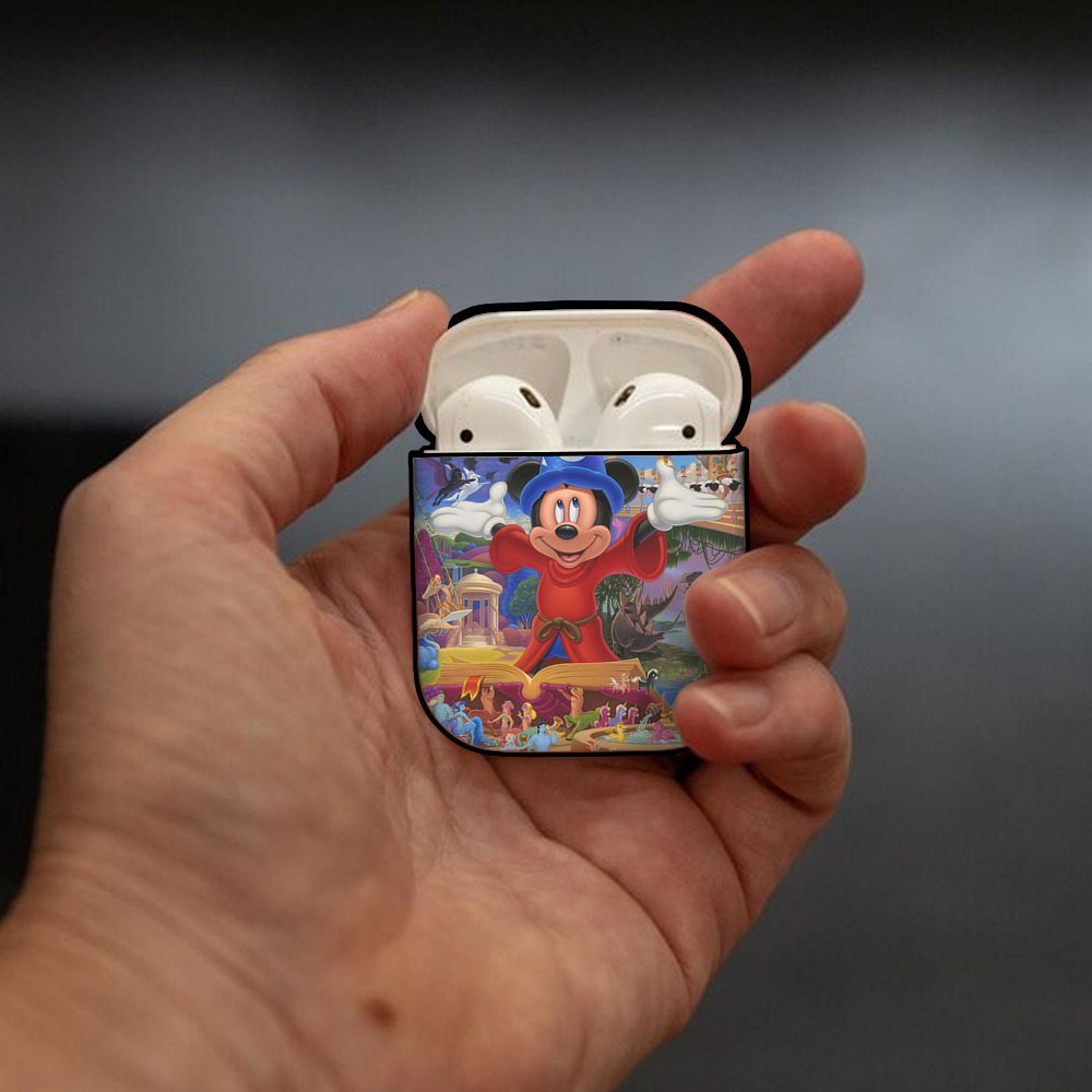 ミッキーマウス Mickey Mouse AirPods 第2世代保護ケース ハードシェル ブラック 耐衝撃・防指紋・カラビナ付き