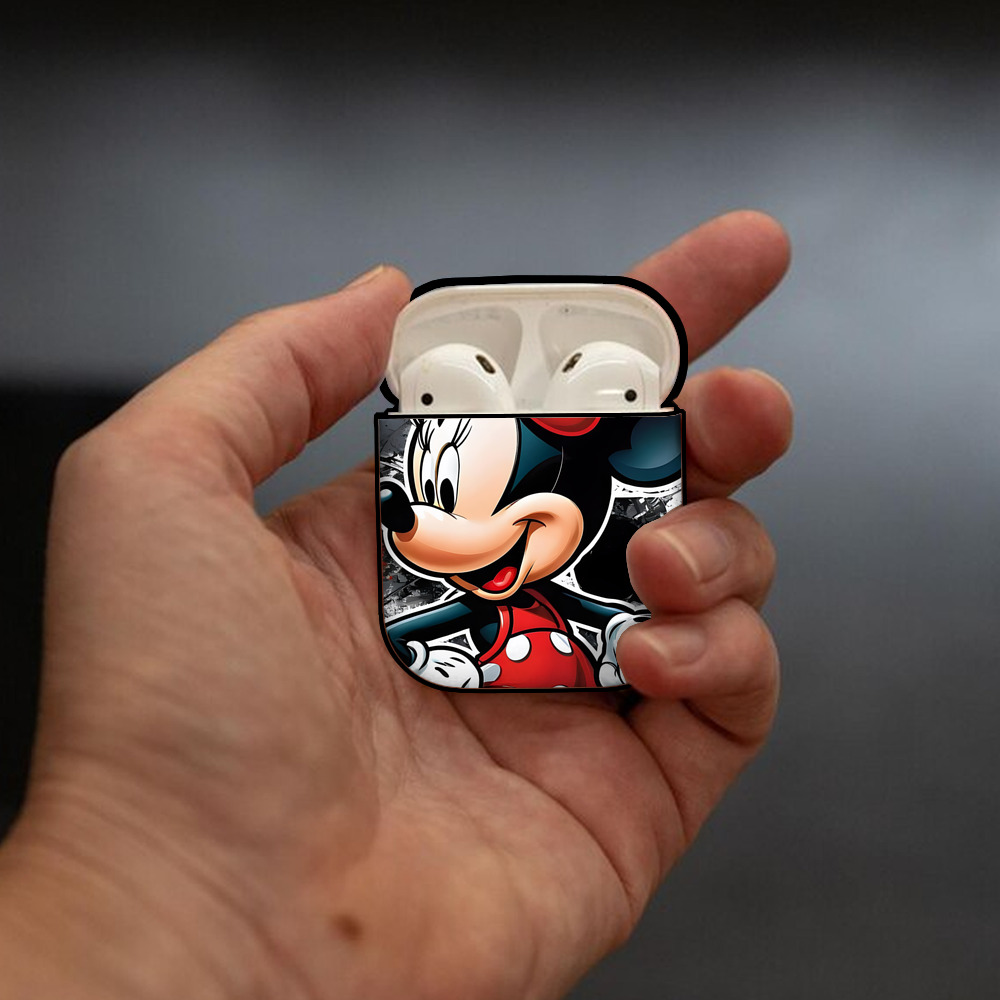 ミッキーマウス Mickey Mouse AirPods 第2世代保護ケース ハードシェル ブラック 耐衝撃・防指紋・カラビナ付き