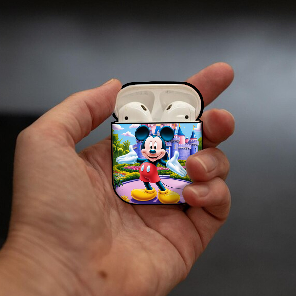 ミッキーマウス Mickey Mouse AirPods 第2世代保護ケース ハードシェル ブラック 耐衝撃・防指紋・カラビナ付き