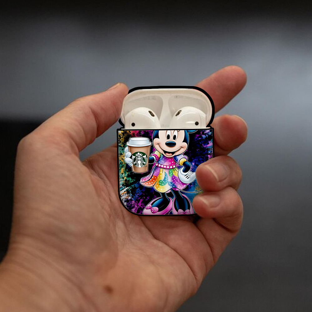 ミッキーマウス Mickey Mouse AirPods 第2世代保護ケース ハードシェル ブラック 耐衝撃・防指紋・カラビナ付き