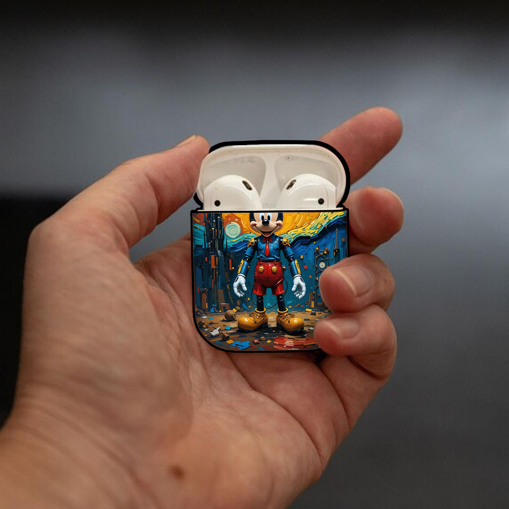 ミッキーマウス Mickey Mouse AirPods 第2世代保護ケース ハードシェル ブラック 耐衝撃・防指紋・カラビナ付き
