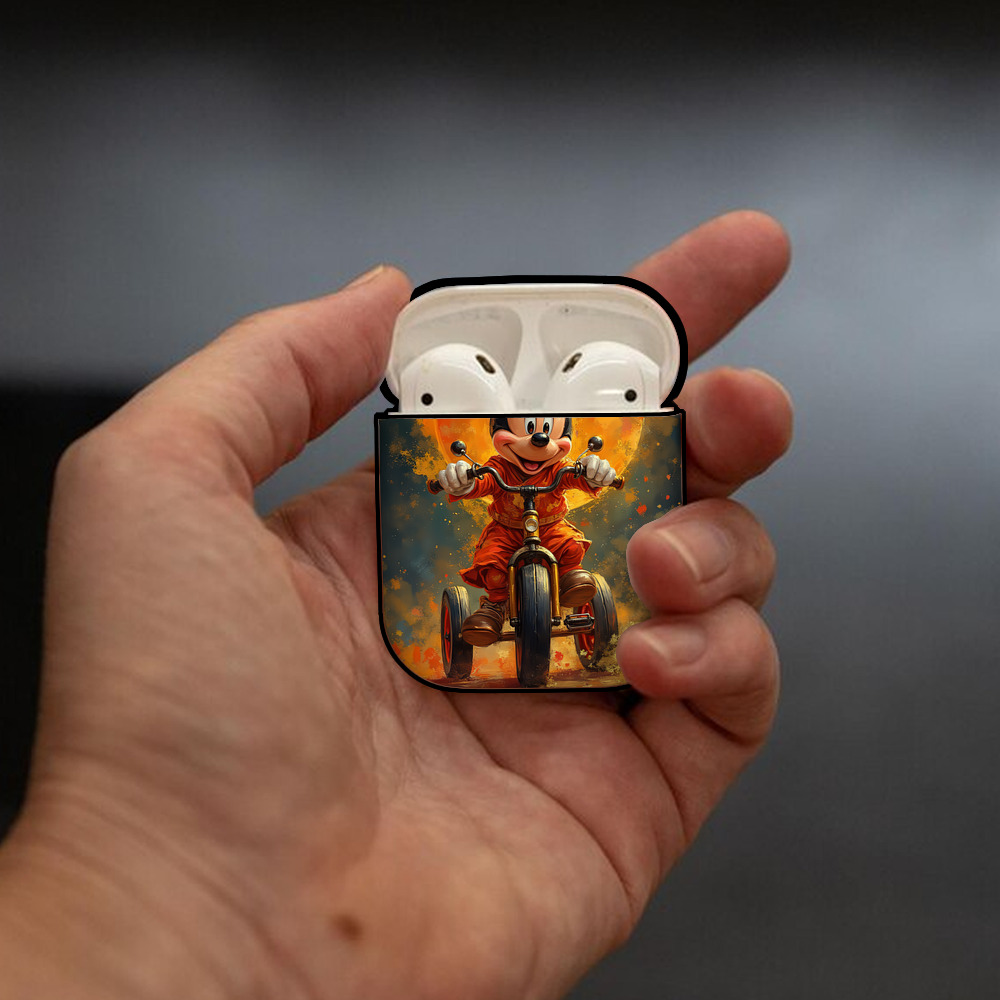 ミッキーマウス Mickey Mouse AirPods 第2世代保護ケース ハードシェル ブラック 耐衝撃・防指紋・カラビナ付き