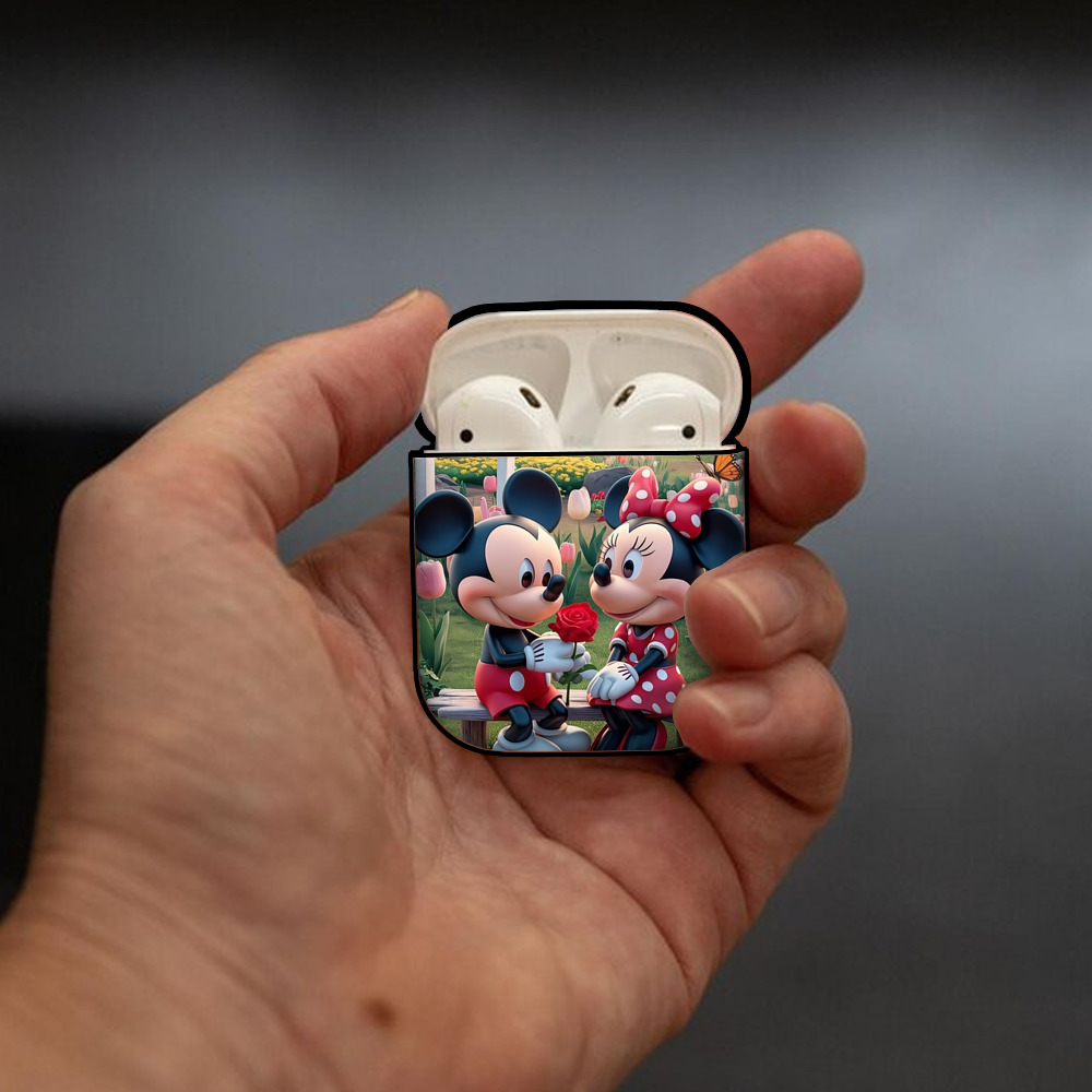 ミッキーマウス Mickey Mouse AirPods 第2世代保護ケース ハードシェル ブラック 耐衝撃・防指紋・カラビナ付き