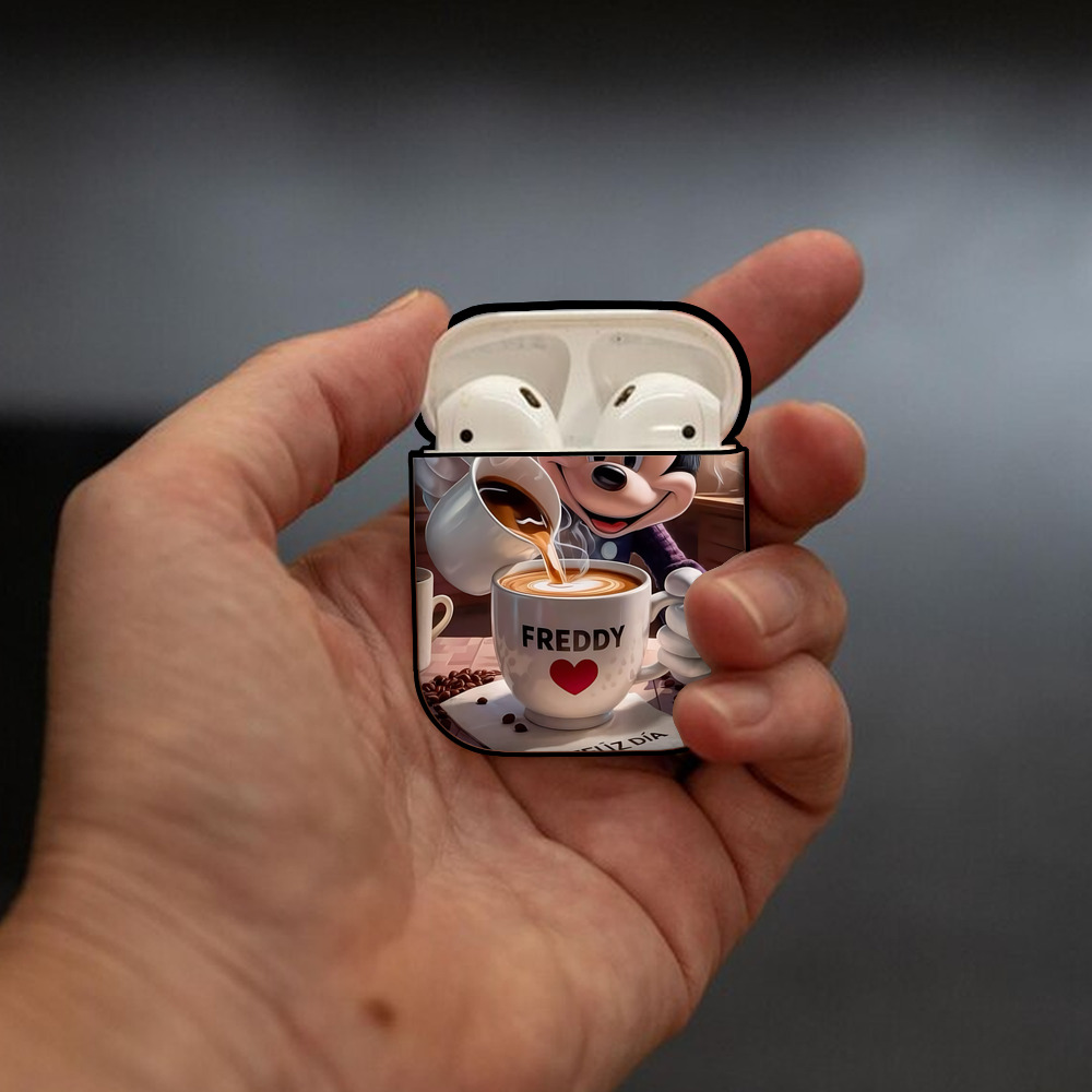 ミッキーマウス Mickey Mouse AirPods 第2世代保護ケース ハードシェル ブラック 耐衝撃・防指紋・カラビナ付き