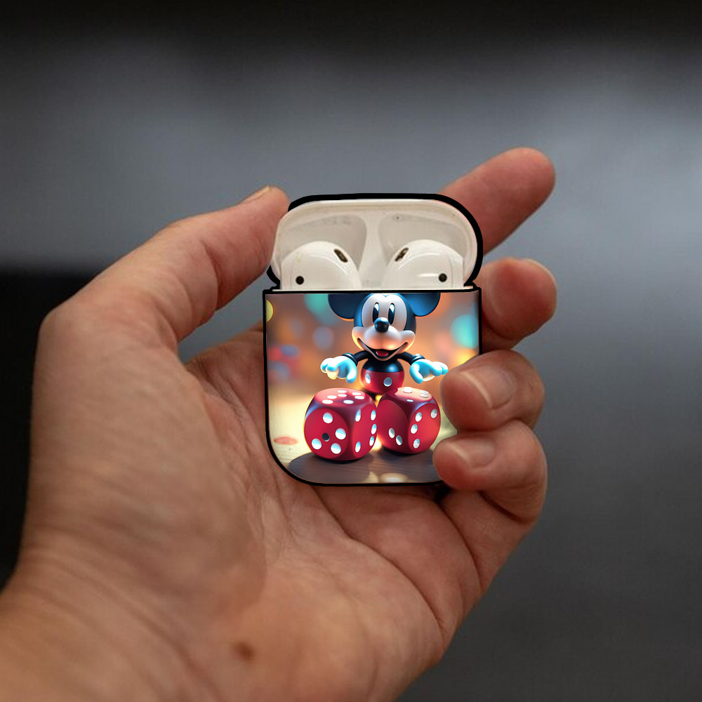 ミッキーマウス Mickey Mouse AirPods 第2世代保護ケース ハードシェル ブラック 耐衝撃・防指紋・カラビナ付き