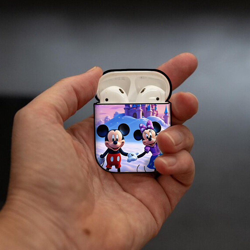 ミッキーマウス Mickey Mouse AirPods 第2世代保護ケース ハードシェル ブラック 耐衝撃・防指紋・カラビナ付き
