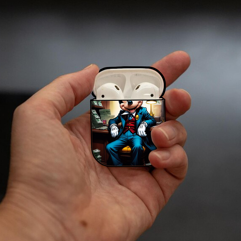 ミッキーマウス Mickey Mouse AirPods 第2世代保護ケース ハードシェル ブラック 耐衝撃・防指紋・カラビナ付き
