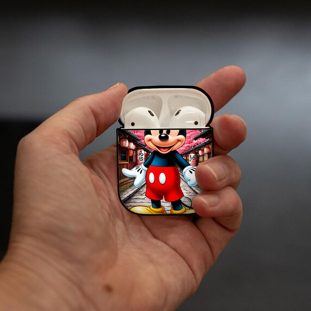 ミッキーマウス Mickey Mouse AirPods 第2世代保護ケース ハードシェル ブラック 耐衝撃・防指紋・カラビナ付き