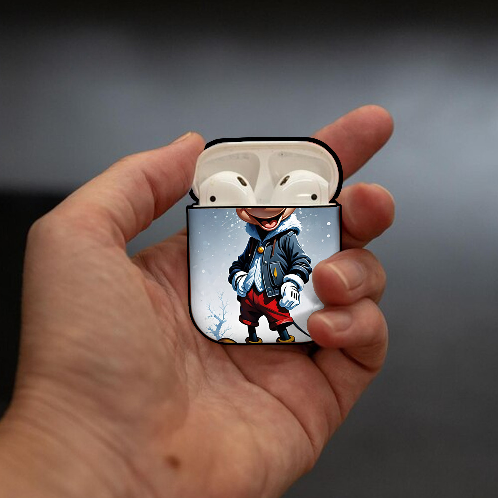 ミッキーマウス Mickey Mouse AirPods 第2世代保護ケース ハードシェル ブラック 耐衝撃・防指紋・カラビナ付き