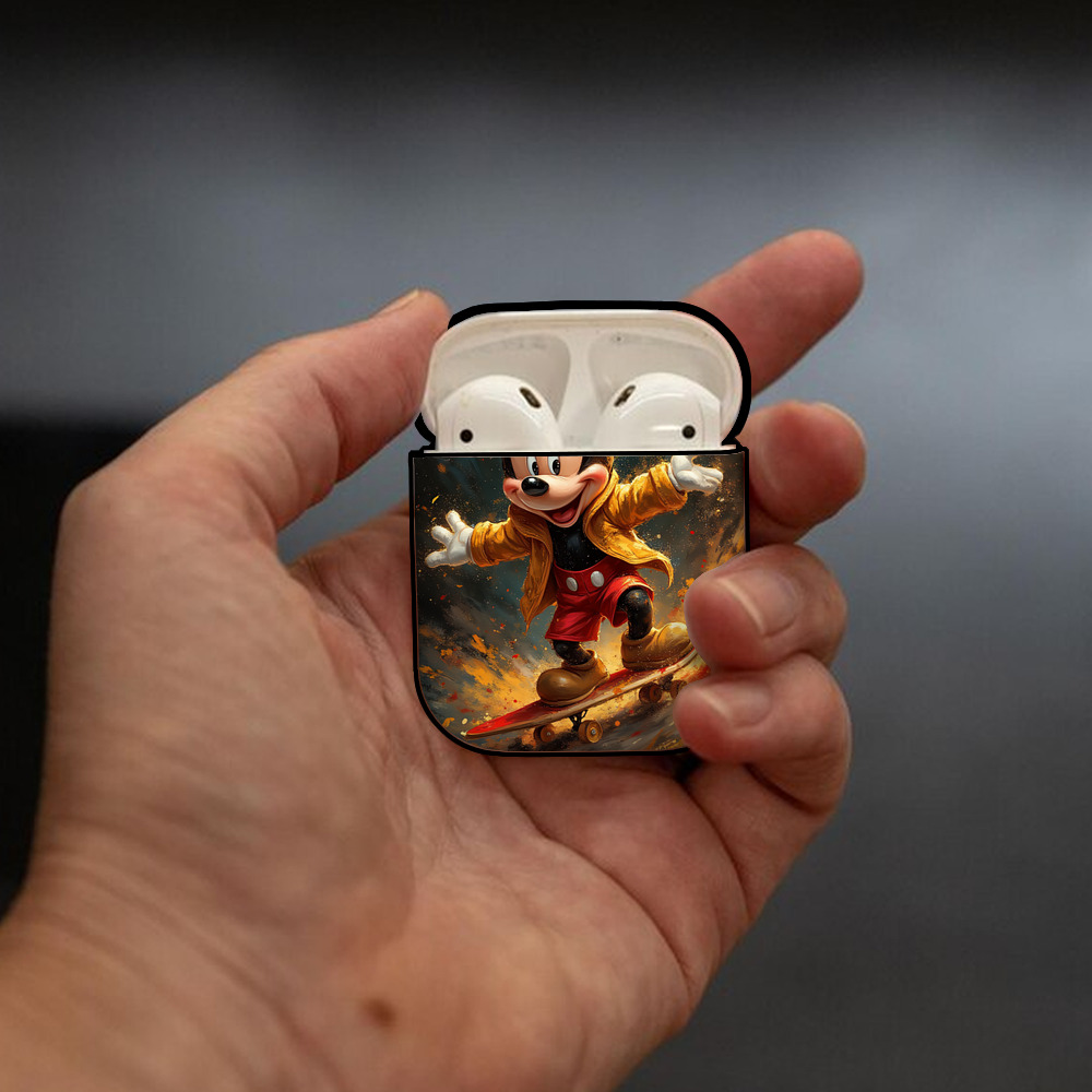 ミッキーマウス Mickey Mouse AirPods 第2世代保護ケース ハードシェル ブラック 耐衝撃・防指紋・カラビナ付き