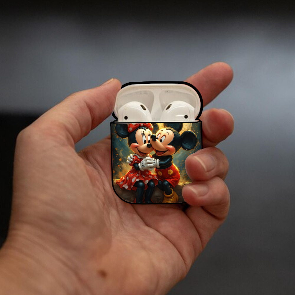 ミッキーマウス Mickey Mouse AirPods 第2世代保護ケース ハードシェル ブラック 耐衝撃・防指紋・カラビナ付き