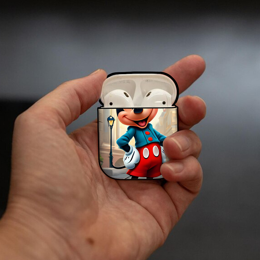 ミッキーマウス Mickey Mouse AirPods 第2世代保護ケース ハードシェル ブラック 耐衝撃・防指紋・カラビナ付き