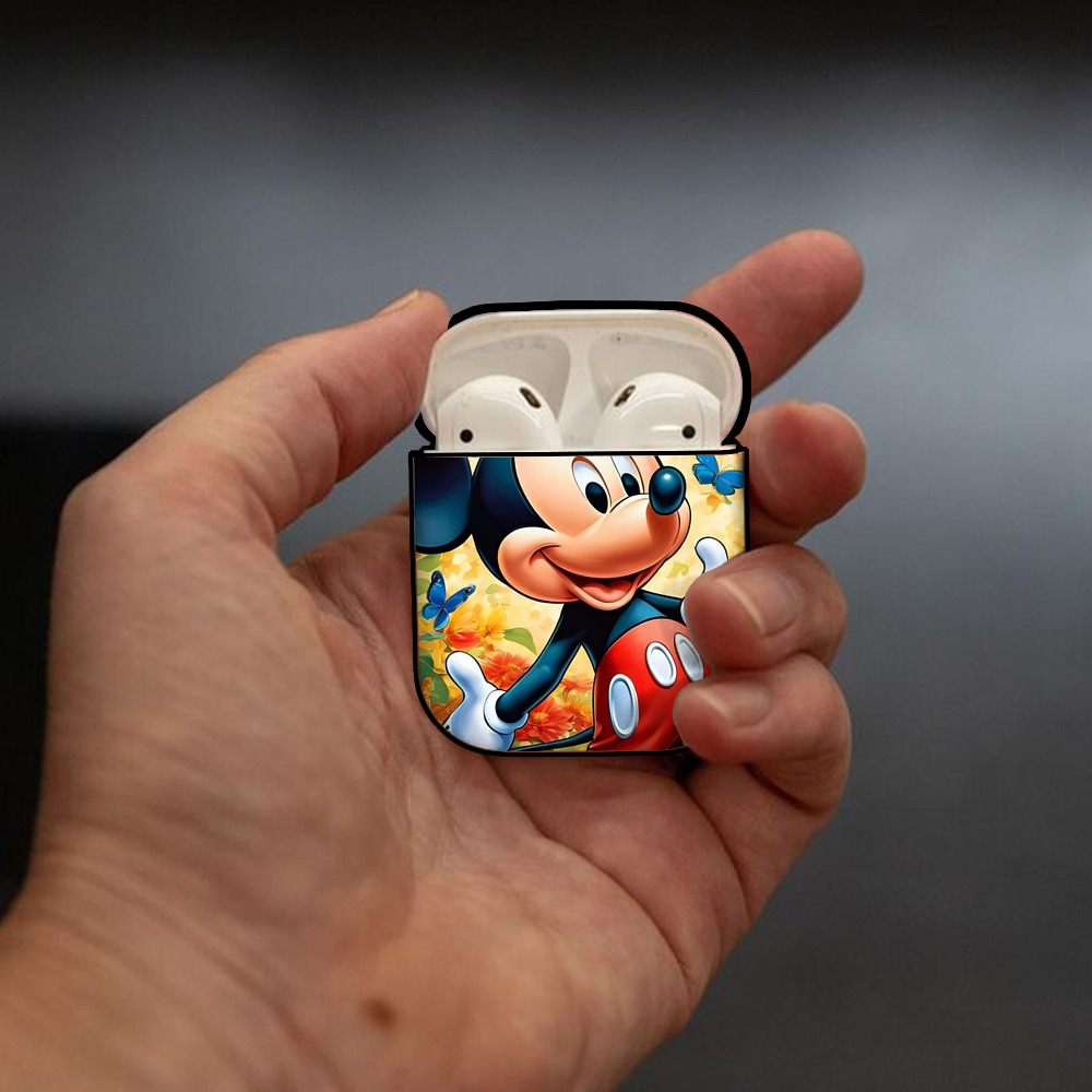 ミッキーマウス Mickey Mouse AirPods 第2世代保護ケース ハードシェル ブラック 耐衝撃・防指紋・カラビナ付き