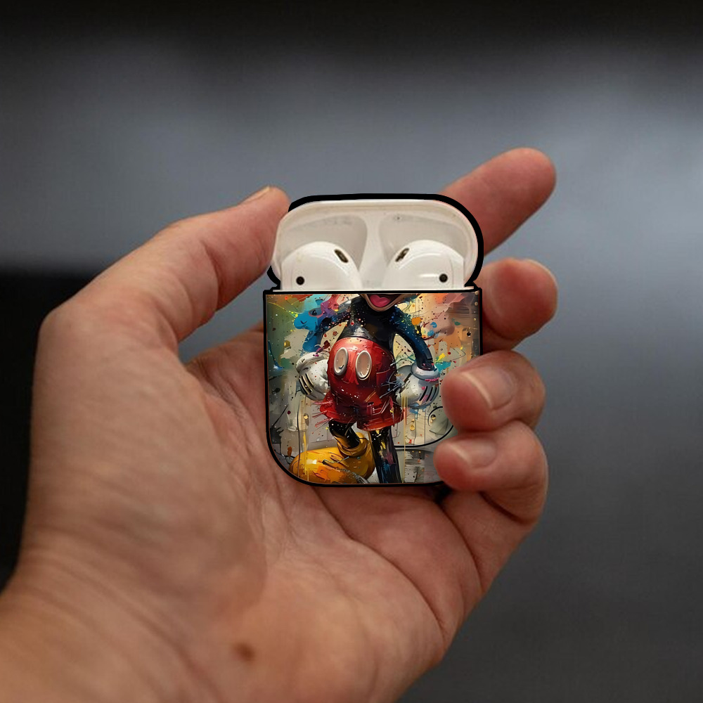 ミッキーマウス Mickey Mouse AirPods 第2世代保護ケース ハードシェル ブラック 耐衝撃・防指紋・カラビナ付き