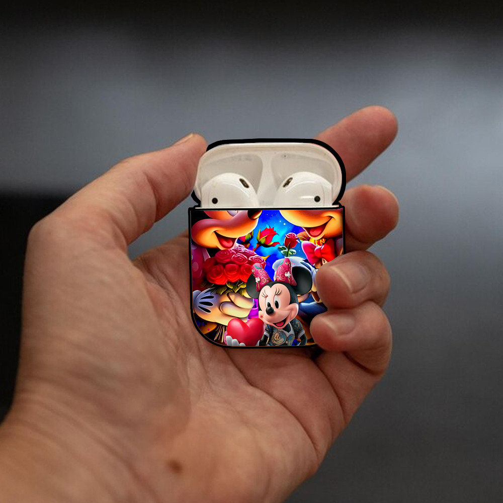 ミッキーマウス Mickey Mouse AirPods 第2世代保護ケース ハードシェル ブラック 耐衝撃・防指紋・カラビナ付き