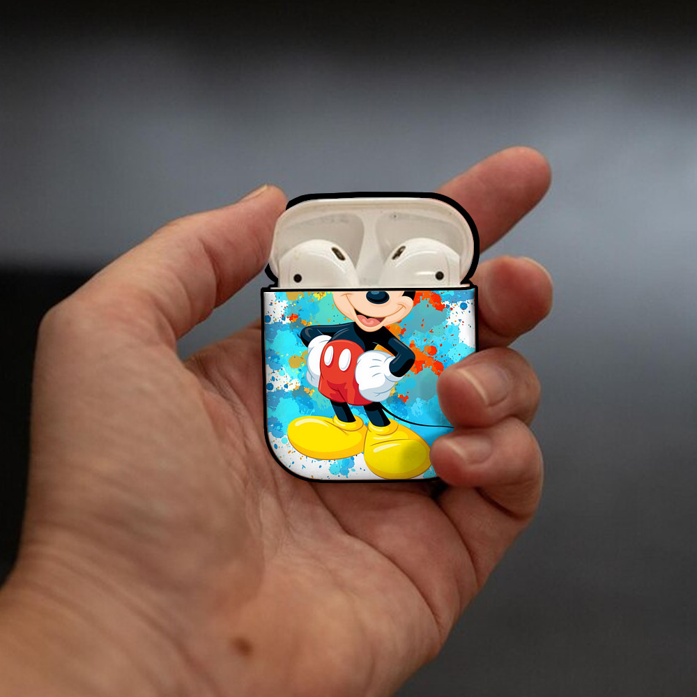 ミッキーマウス Mickey Mouse AirPods 第2世代保護ケース ハードシェル ブラック 耐衝撃・防指紋・カラビナ付き