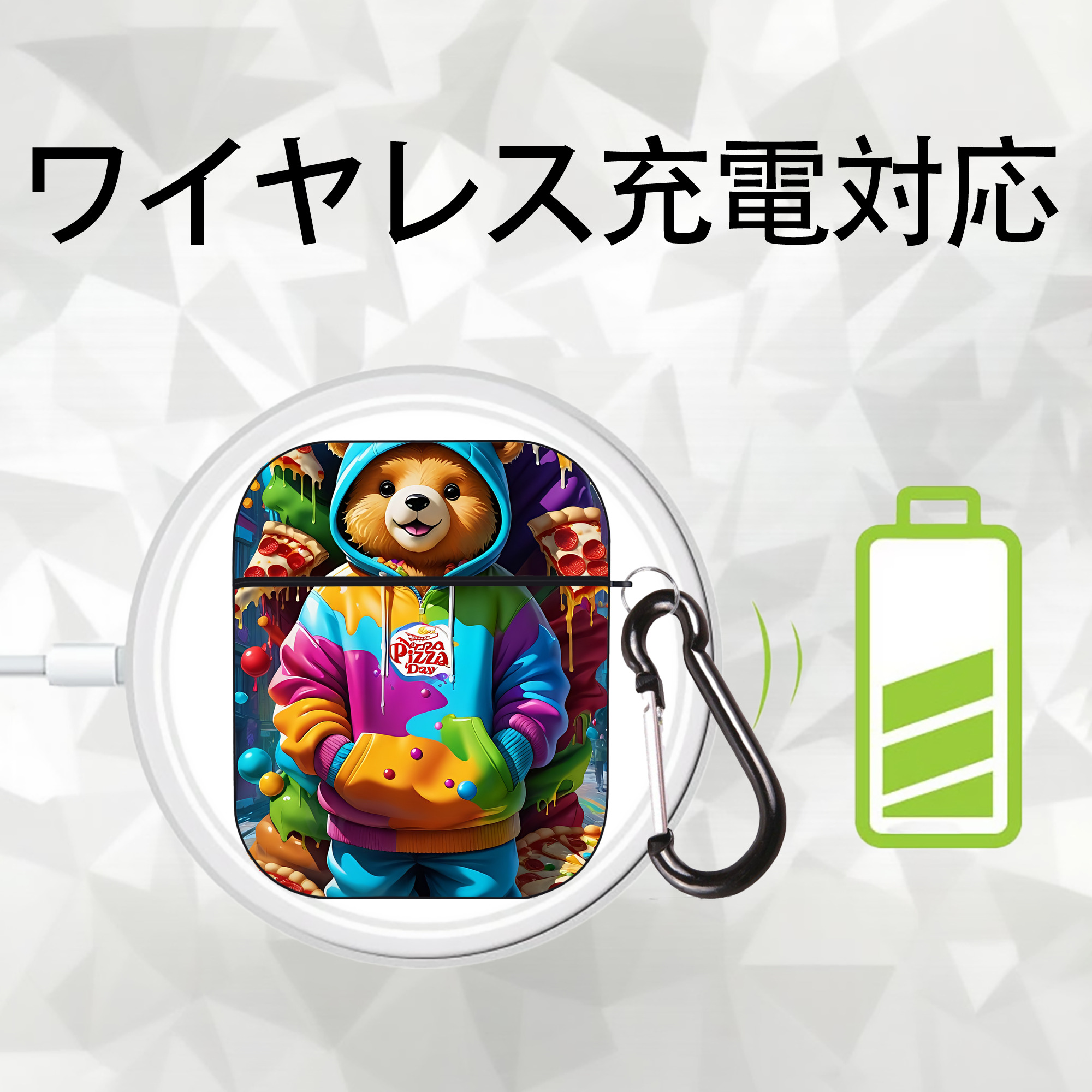 ミッキーマウス Mickey Mouse AirPods 第2世代保護ケース ハードシェル ブラック 耐衝撃・防指紋・カラビナ付き