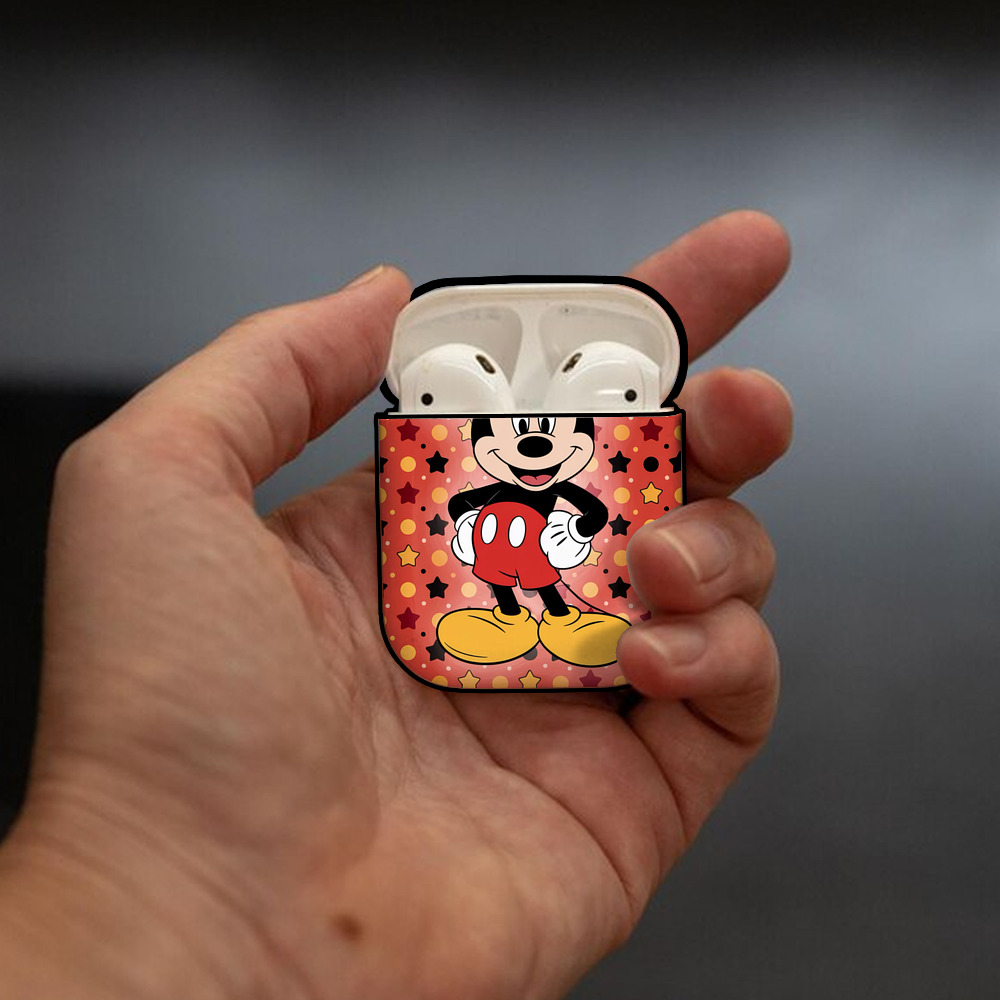 ミッキーマウス Mickey Mouse AirPods 第2世代保護ケース ハードシェル ブラック 耐衝撃・防指紋・カラビナ付き