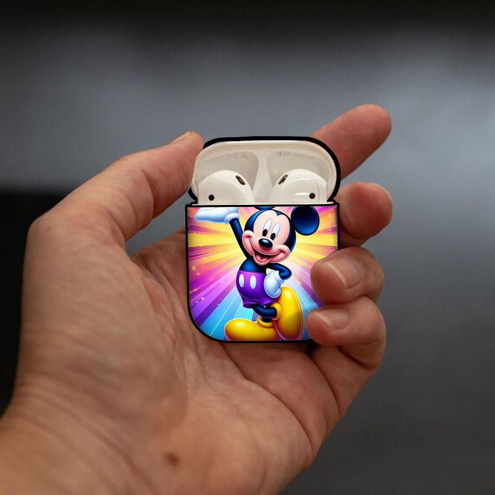 ミッキーマウス Mickey Mouse AirPods 第2世代保護ケース ハードシェル ブラック 耐衝撃・防指紋・カラビナ付き