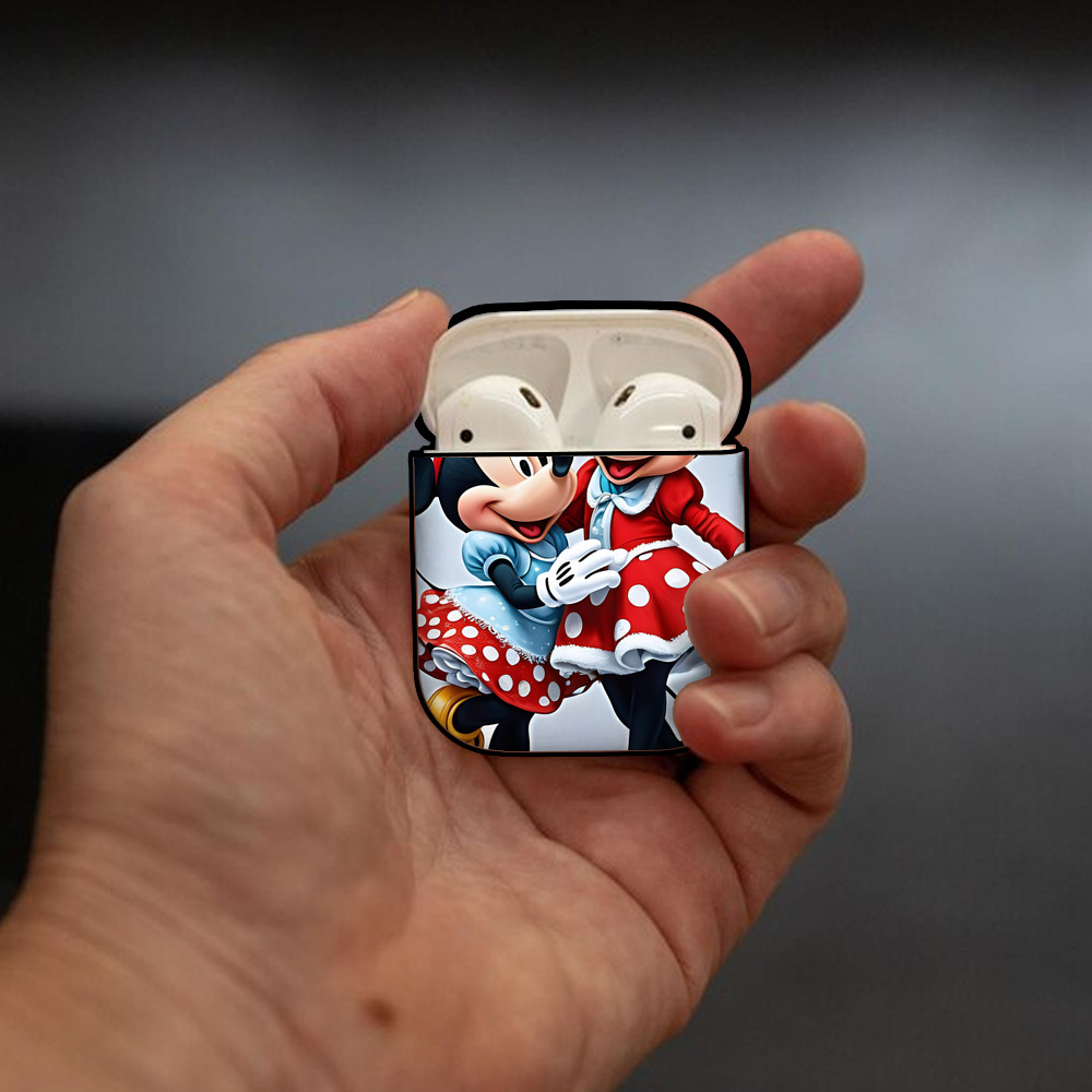ミッキーマウス Mickey Mouse AirPods 第2世代保護ケース ハードシェル ブラック 耐衝撃・防指紋・カラビナ付き
