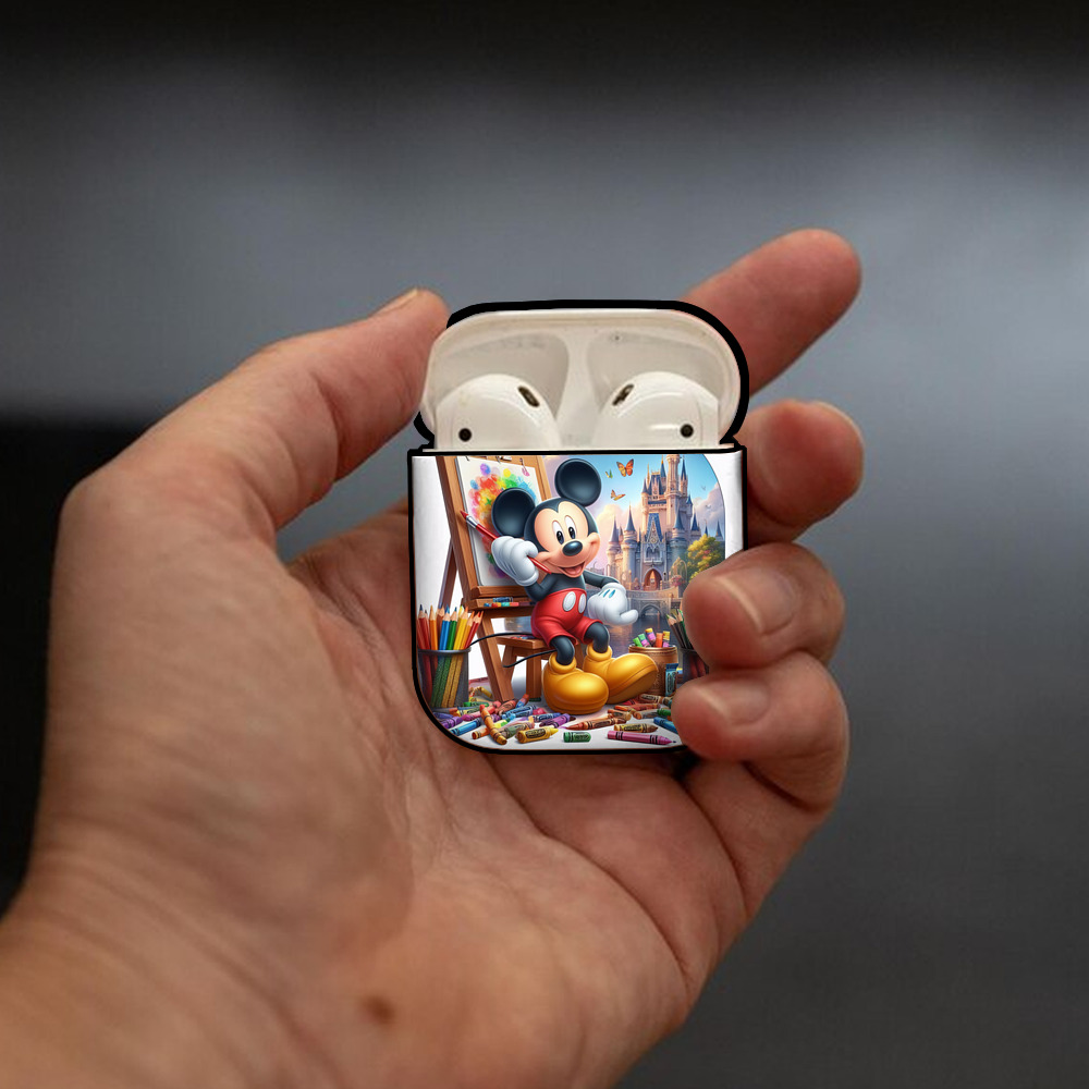 ミッキーマウス Mickey Mouse AirPods 第2世代保護ケース ハードシェル ブラック 耐衝撃・防指紋・カラビナ付き