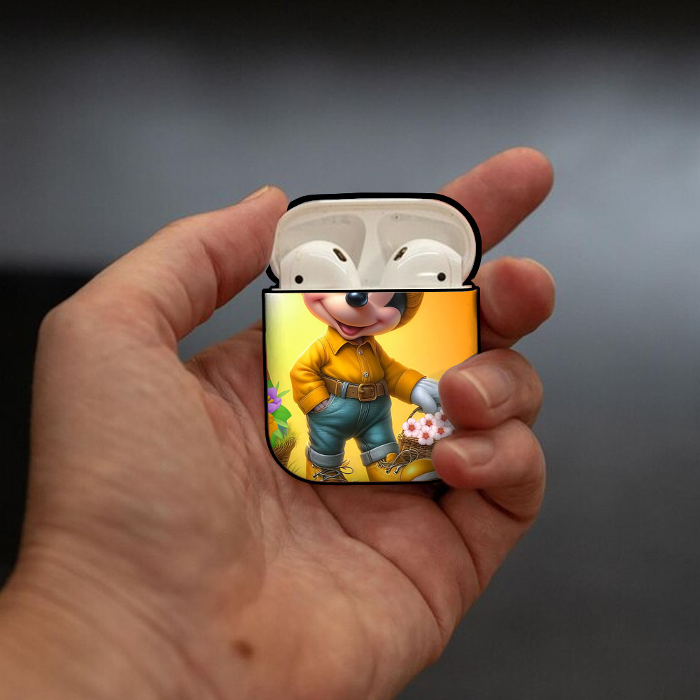 ミッキーマウス Mickey Mouse AirPods 第2世代保護ケース ハードシェル ブラック 耐衝撃・防指紋・カラビナ付き