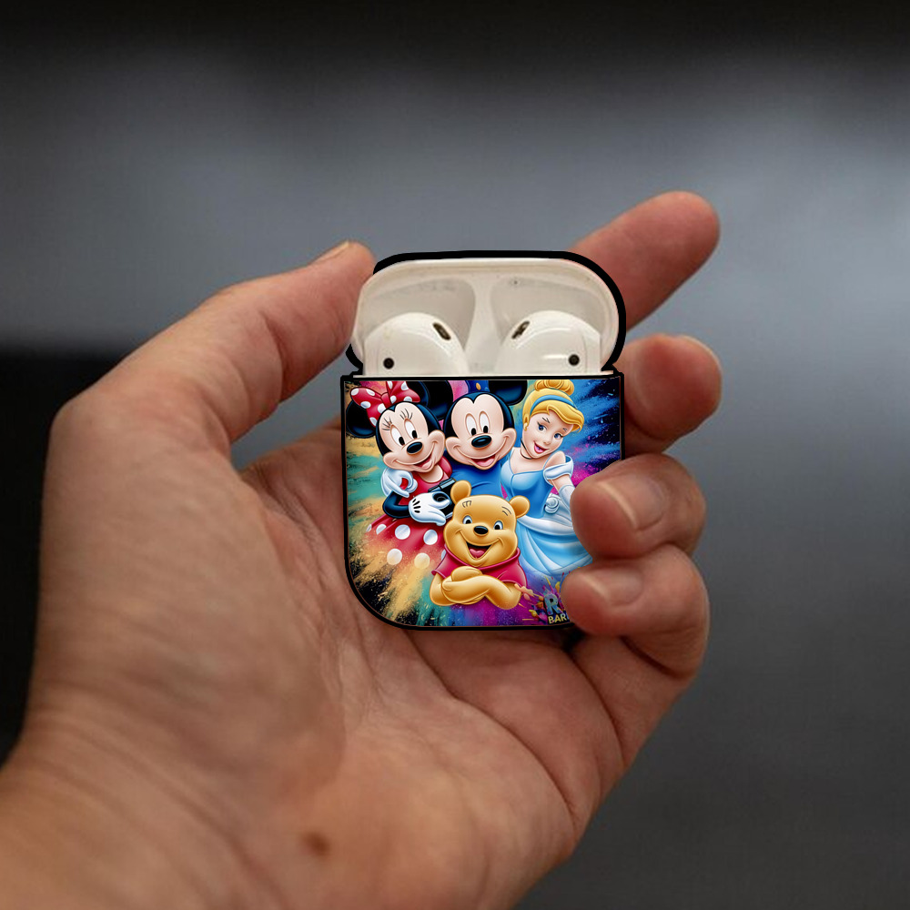 ミッキーマウス Mickey Mouse AirPods 第2世代保護ケース ハードシェル ブラック 耐衝撃・防指紋・カラビナ付き