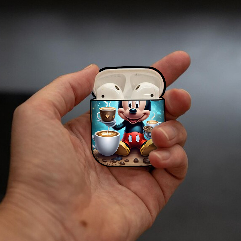 ミッキーマウス Mickey Mouse AirPods 第2世代保護ケース ハードシェル ブラック 耐衝撃・防指紋・カラビナ付き