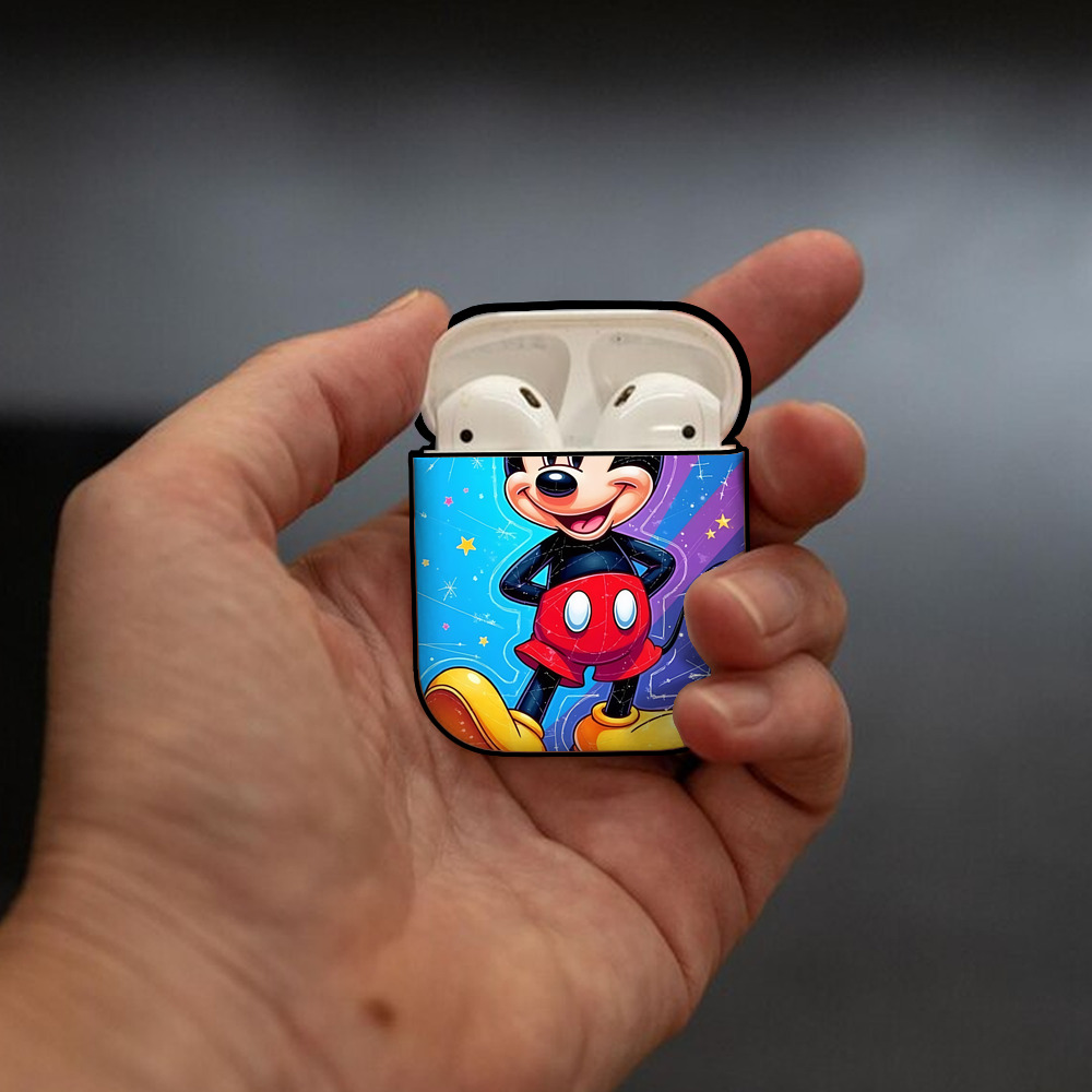 ミッキーマウス Mickey Mouse AirPods 第2世代保護ケース ハードシェル ブラック 耐衝撃・防指紋・カラビナ付き