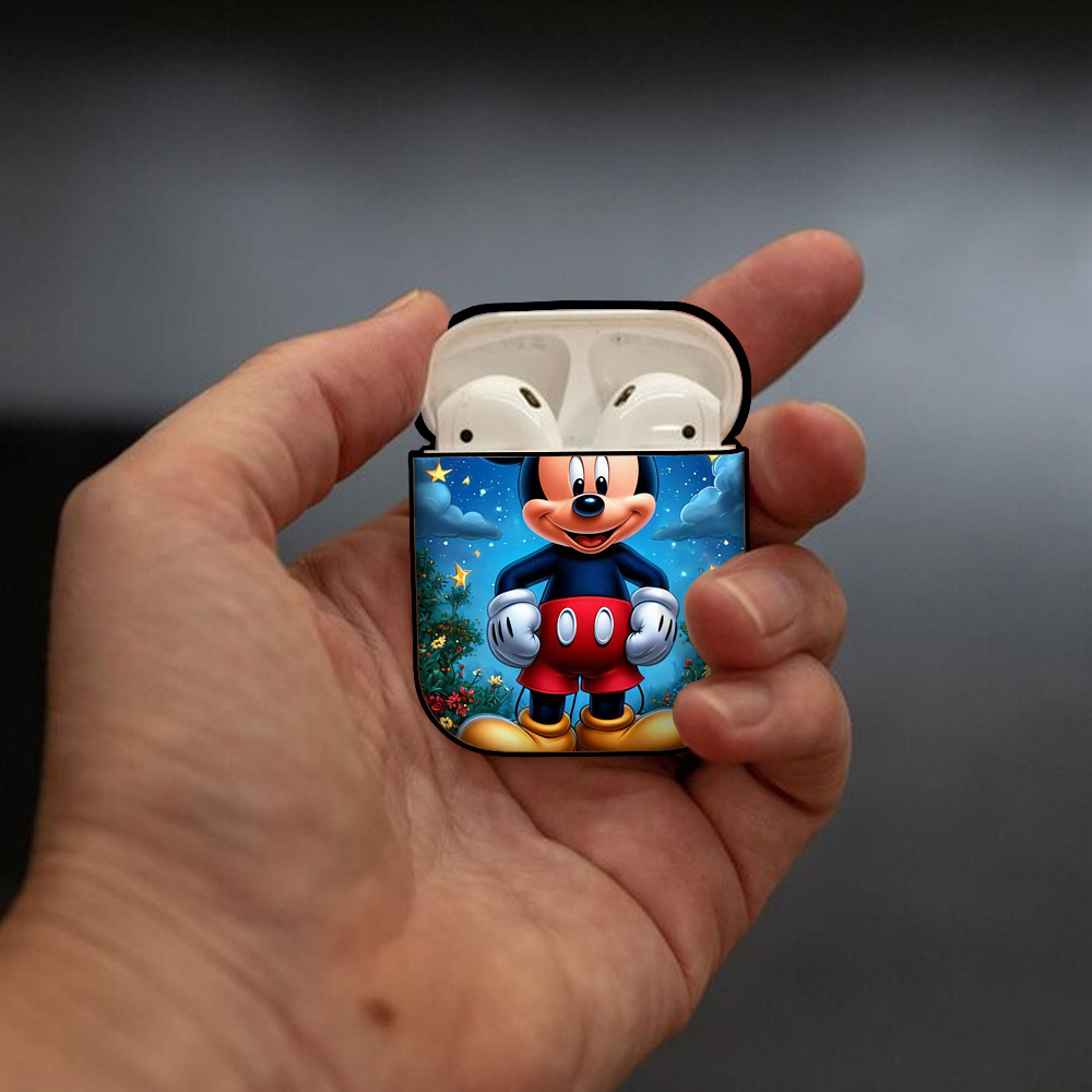ミッキーマウス Mickey Mouse AirPods 第2世代保護ケース ハードシェル ブラック 耐衝撃・防指紋・カラビナ付き