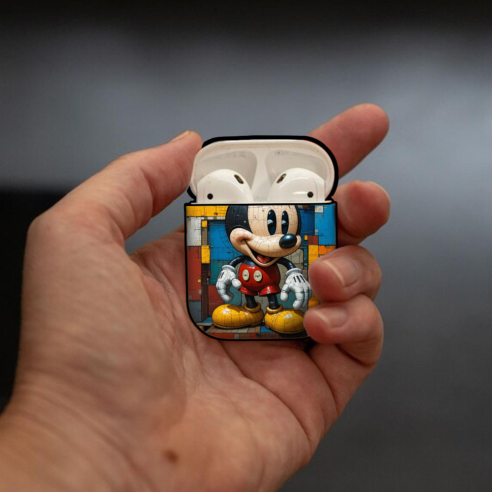 ミッキーマウス Mickey Mouse AirPods 第2世代保護ケース ハードシェル ブラック 耐衝撃・防指紋・カラビナ付き