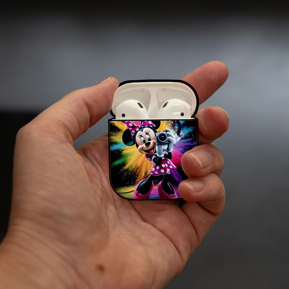 ミッキーマウス Mickey Mouse AirPods 第2世代保護ケース ハードシェル ブラック 耐衝撃・防指紋・カラビナ付き