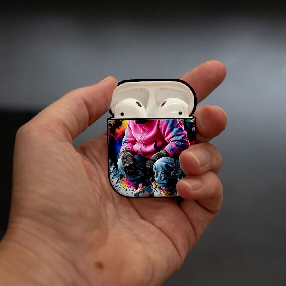 ミッキーマウス Mickey Mouse AirPods 第2世代保護ケース ハードシェル ブラック 耐衝撃・防指紋・カラビナ付き