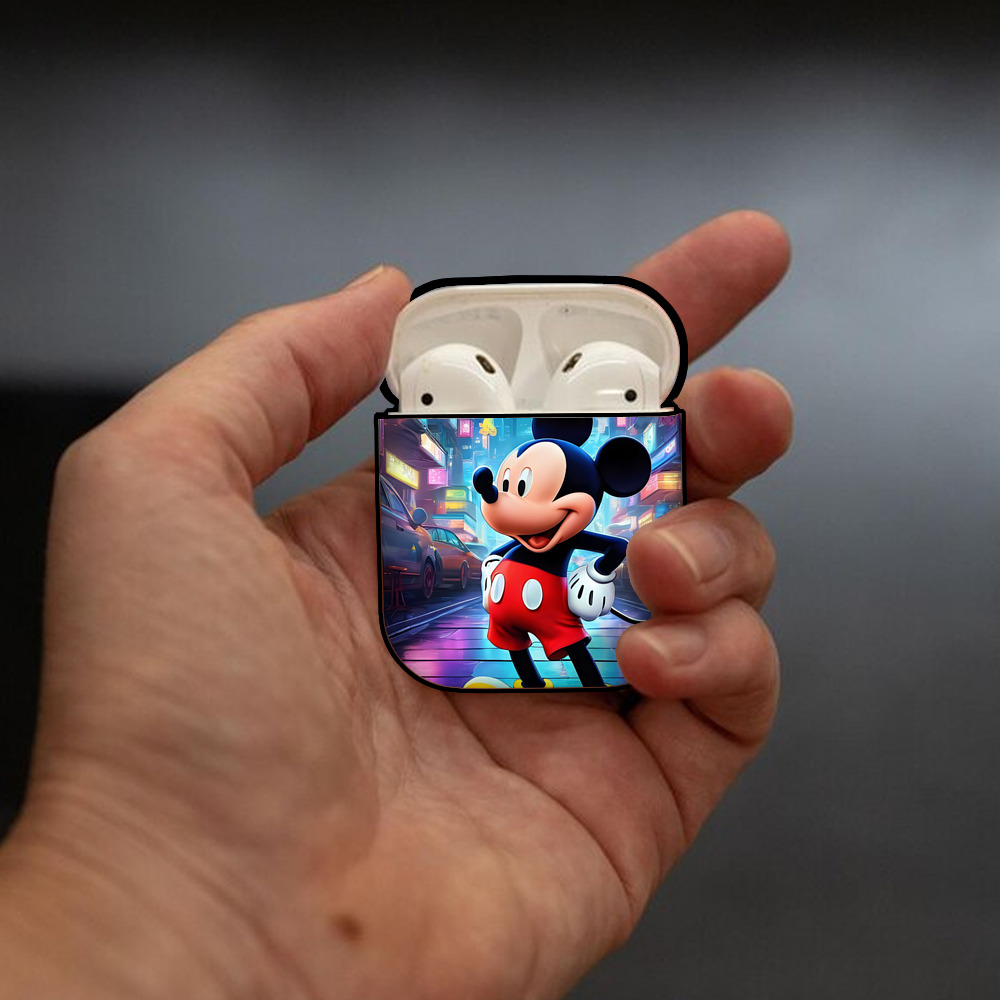 ミッキーマウス Mickey Mouse AirPods 第2世代保護ケース ハードシェル ブラック 耐衝撃・防指紋・カラビナ付き