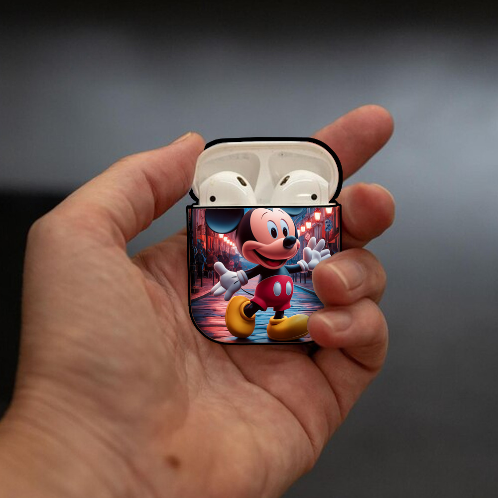 ミッキーマウス Mickey Mouse AirPods 第2世代保護ケース ハードシェル ブラック 耐衝撃・防指紋・カラビナ付き