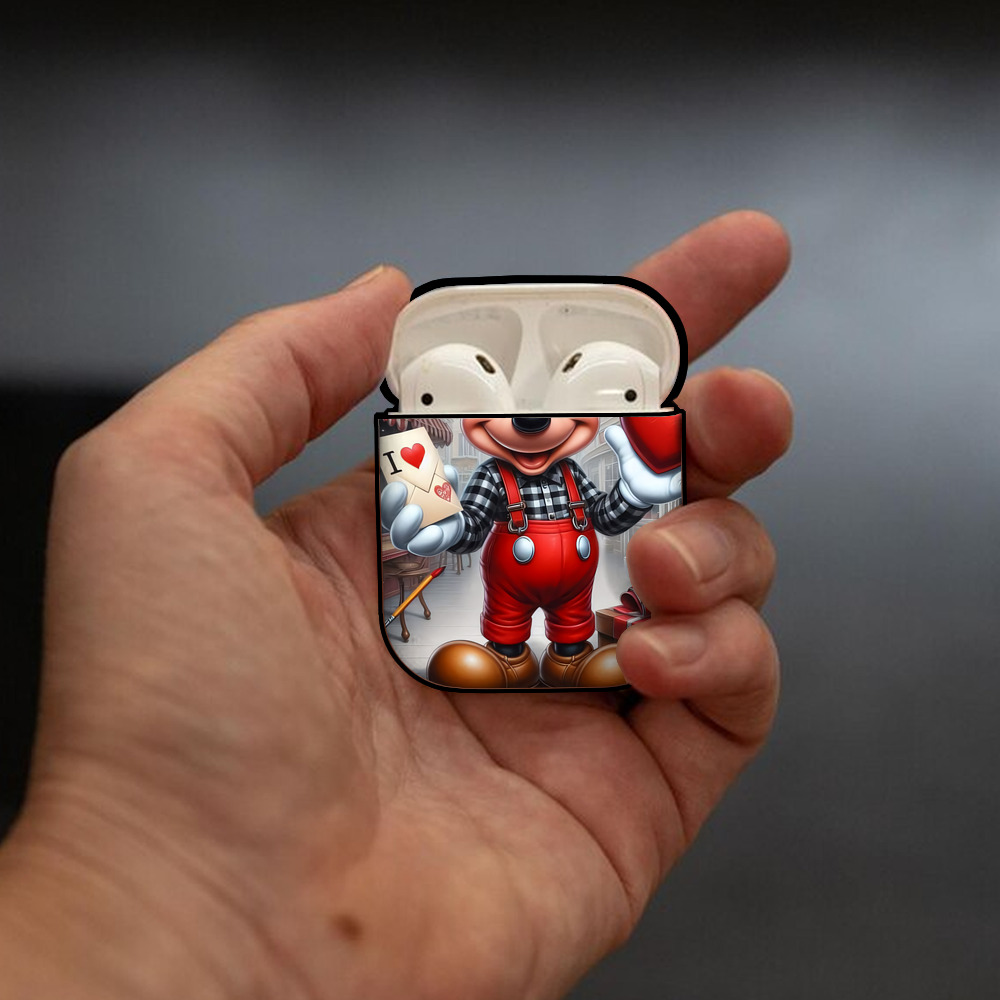 ミッキーマウス Mickey Mouse AirPods 第2世代保護ケース ハードシェル ブラック 耐衝撃・防指紋・カラビナ付き