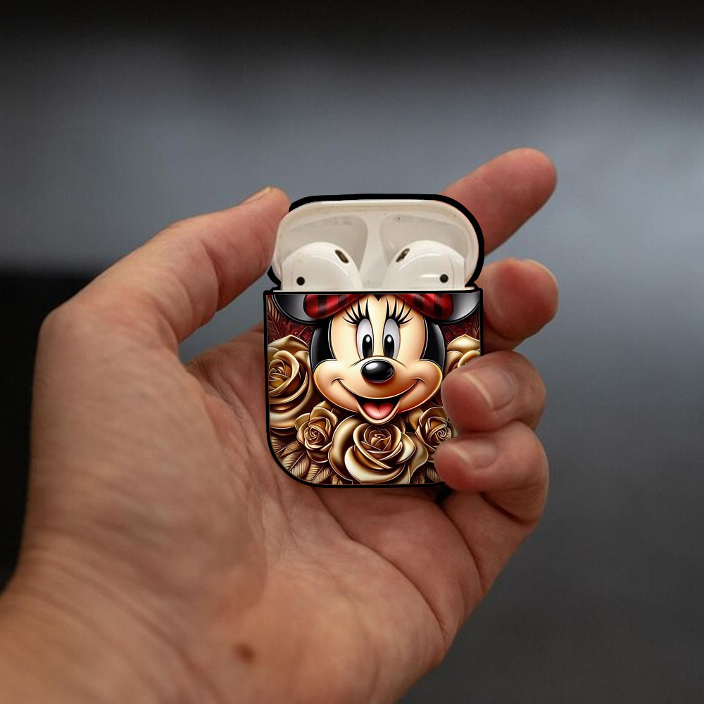 ミッキーマウス Mickey Mouse AirPods 第2世代保護ケース ハードシェル ブラック 耐衝撃・防指紋・カラビナ付き