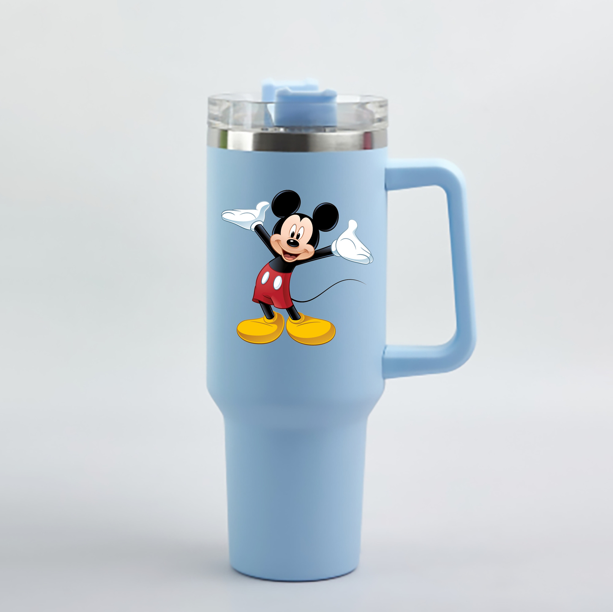 （画像用） ミッキーマウス Mickey Mouse 1200mL車用タンブラー - クリスタルステッカー（プラスチックストロー付き）