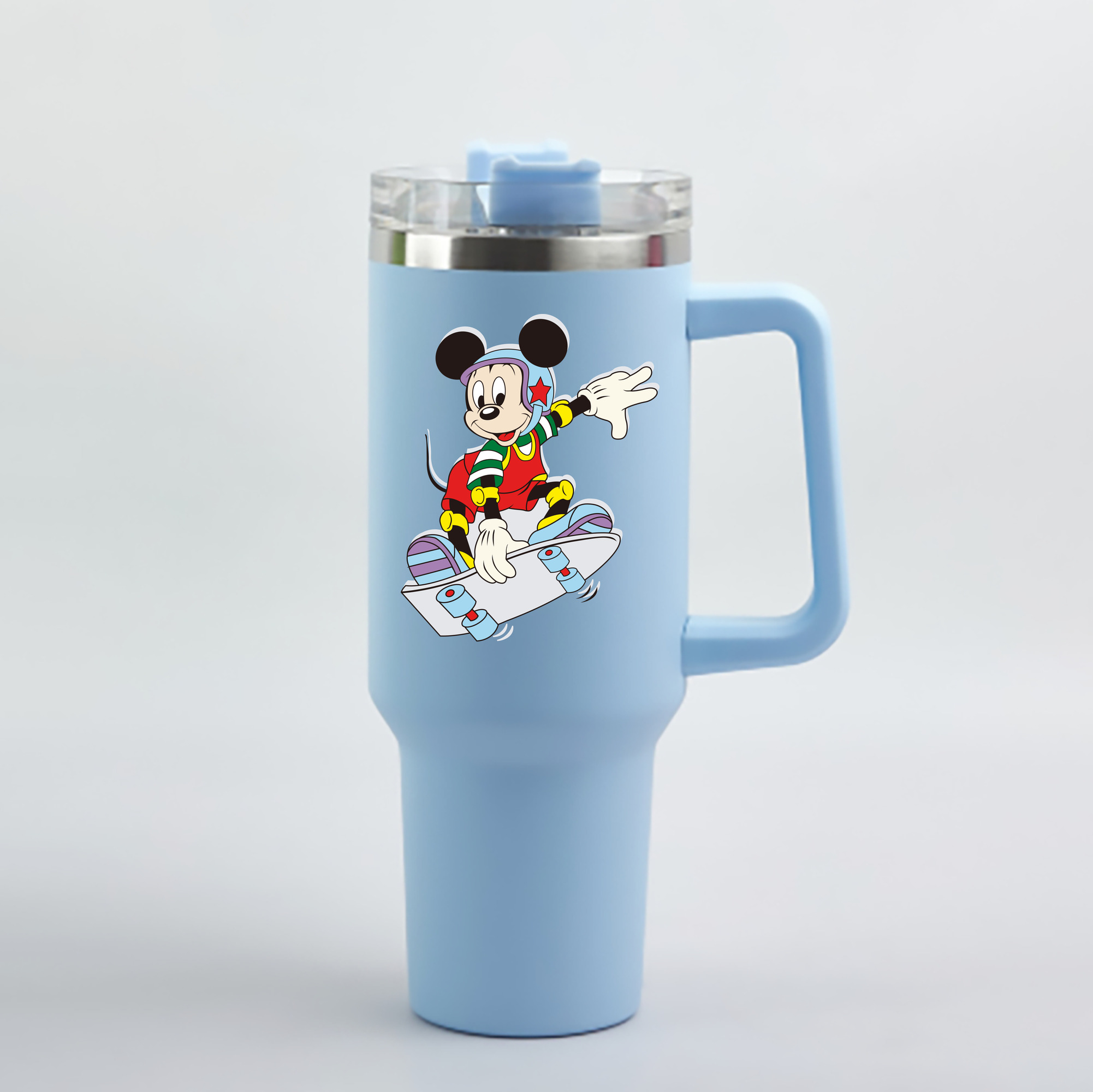 （画像用） ミッキーマウス Mickey Mouse 1200mL車用タンブラー - クリスタルステッカー（プラスチックストロー付き）