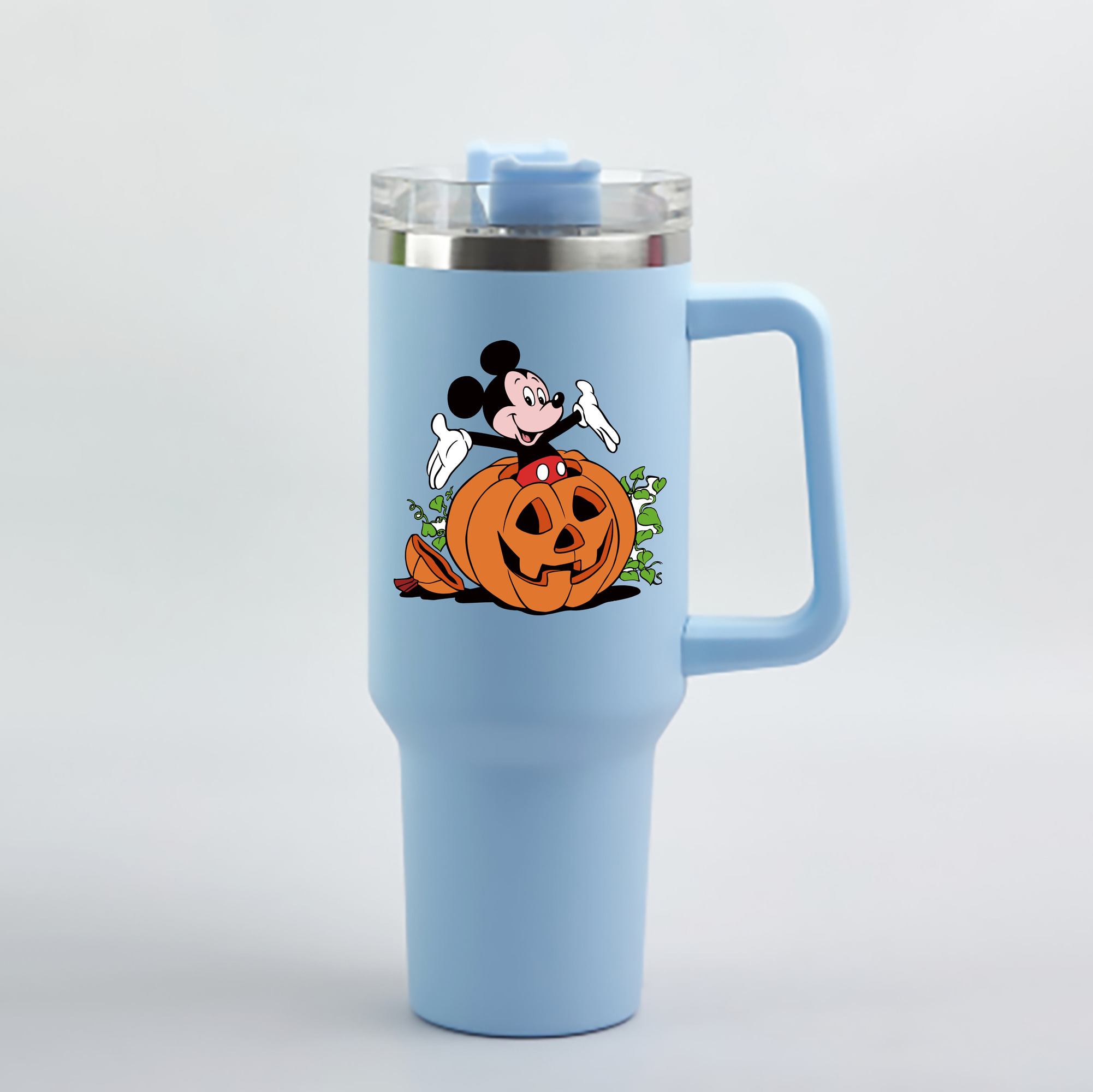 （画像用） ミッキーマウス Mickey Mouse 1200mL車用タンブラー - クリスタルステッカー（プラスチックストロー付き）
