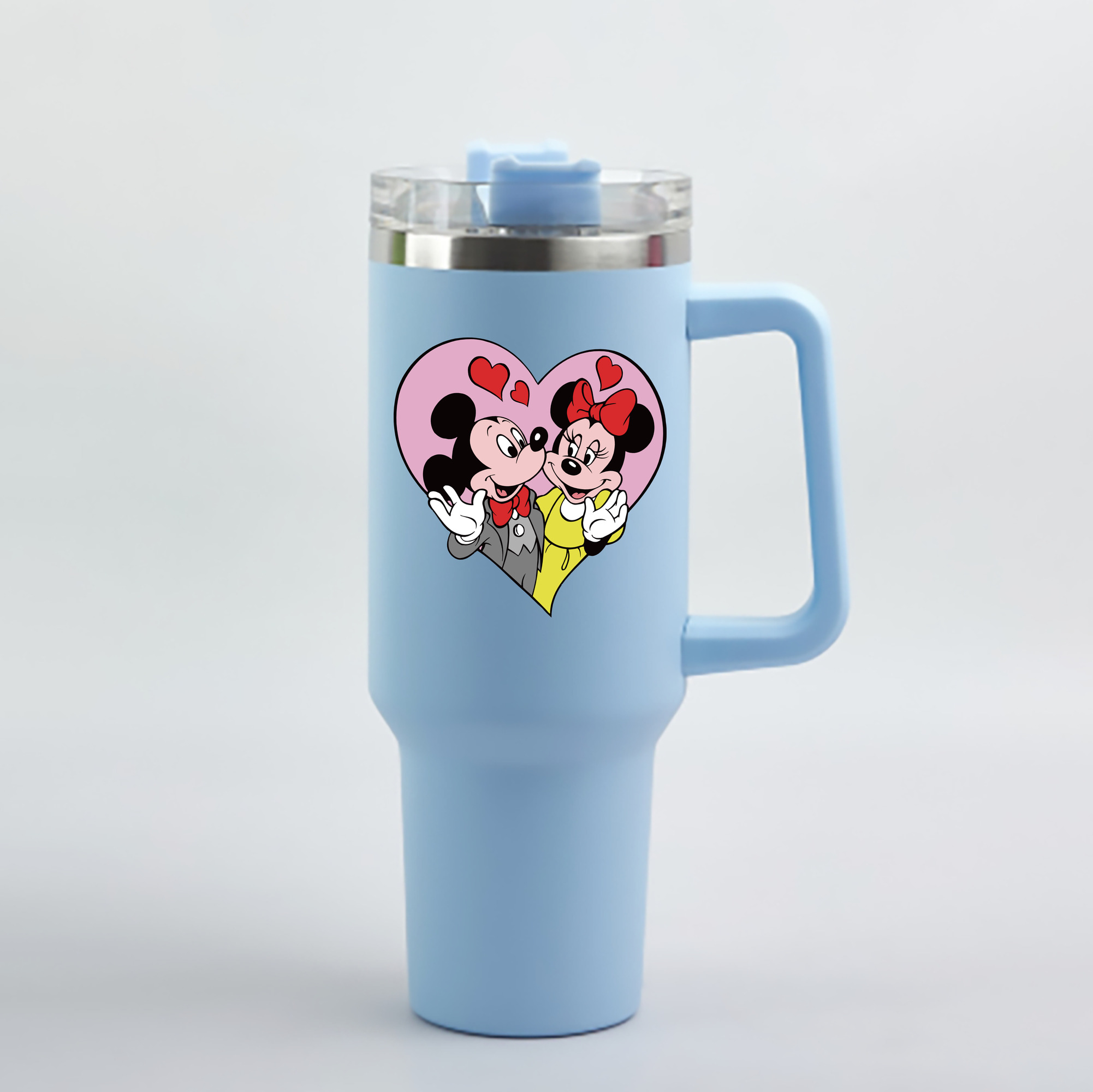 （画像用） ミッキーマウス Mickey Mouse 1200mL車用タンブラー - クリスタルステッカー（プラスチックストロー付き）