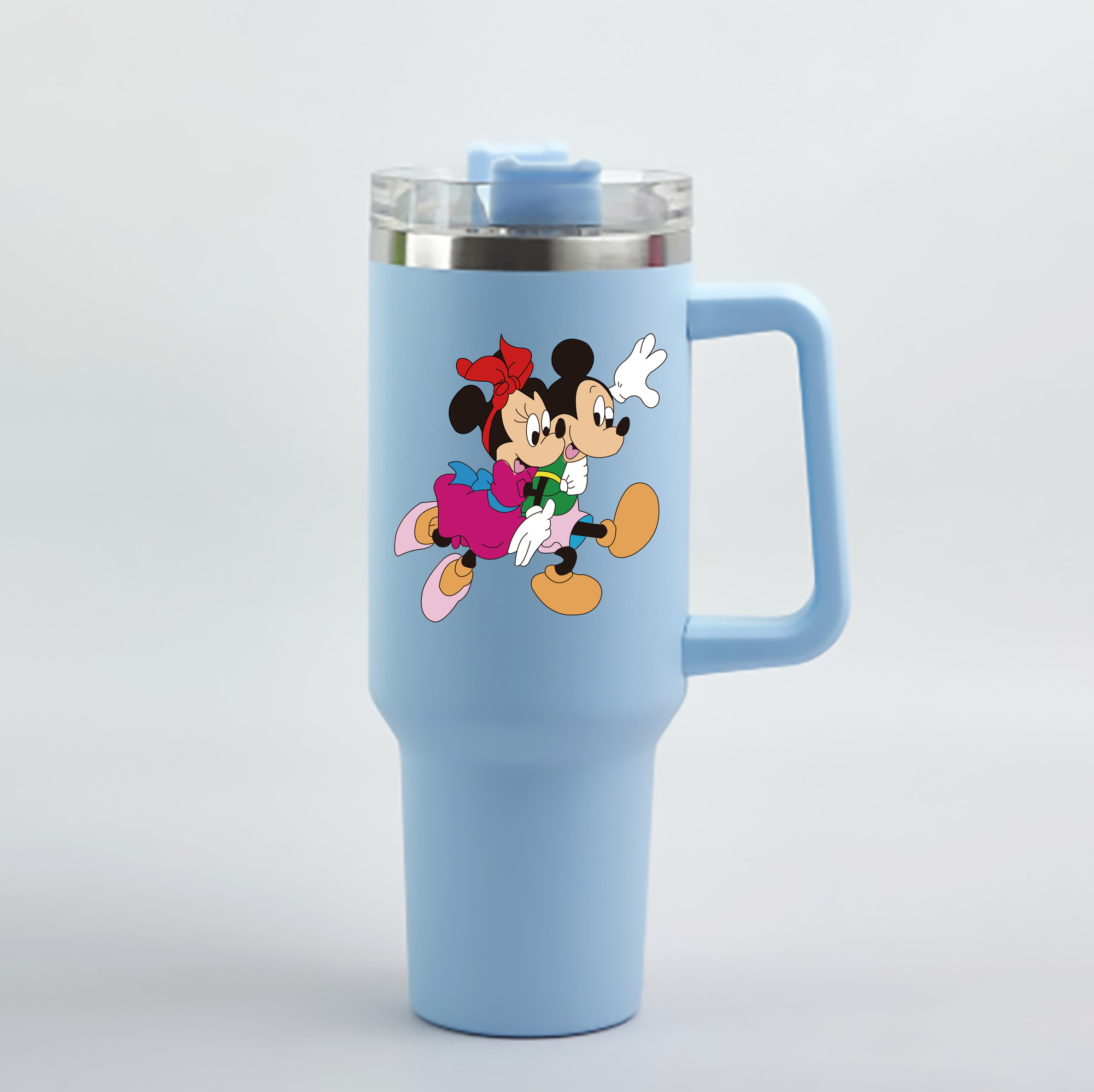 （画像用） ミッキーマウス Mickey Mouse 1200mL車用タンブラー - クリスタルステッカー（プラスチックストロー付き）