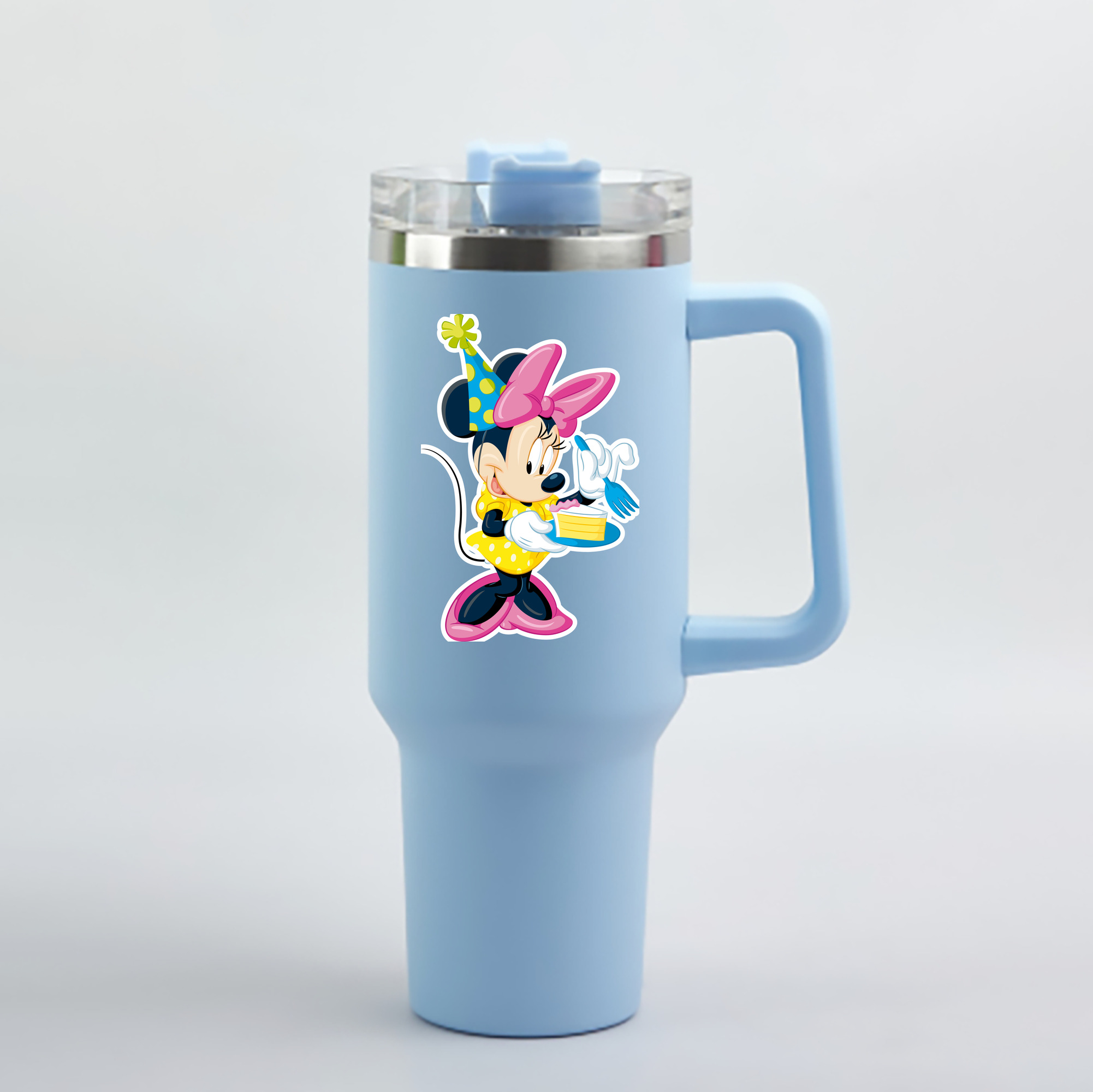 （画像用） ミッキーマウス Mickey Mouse 1200mL車用タンブラー - クリスタルステッカー（プラスチックストロー付き）