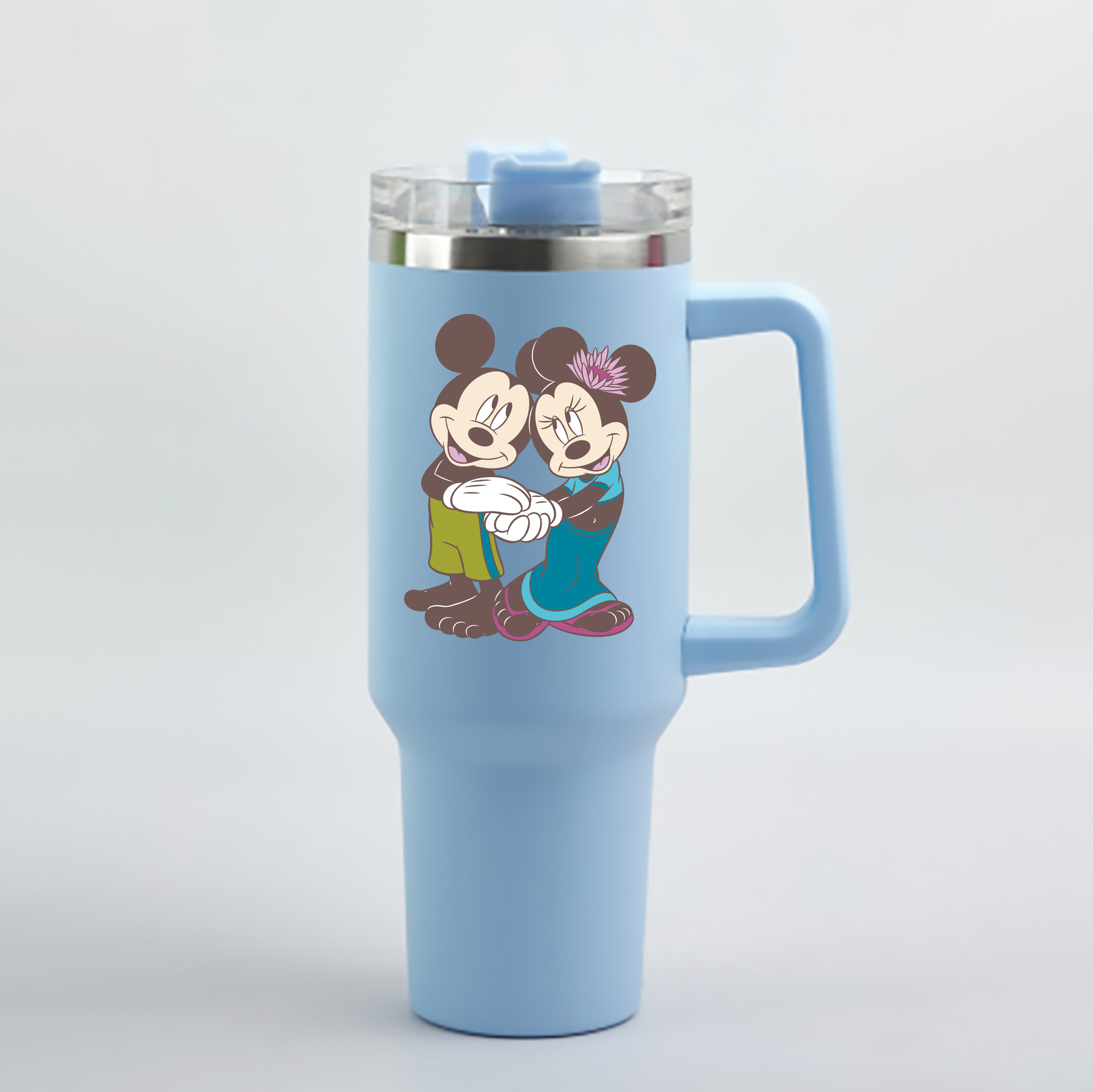 （画像用） ミッキーマウス Mickey Mouse 1200mL車用タンブラー - クリスタルステッカー（プラスチックストロー付き）