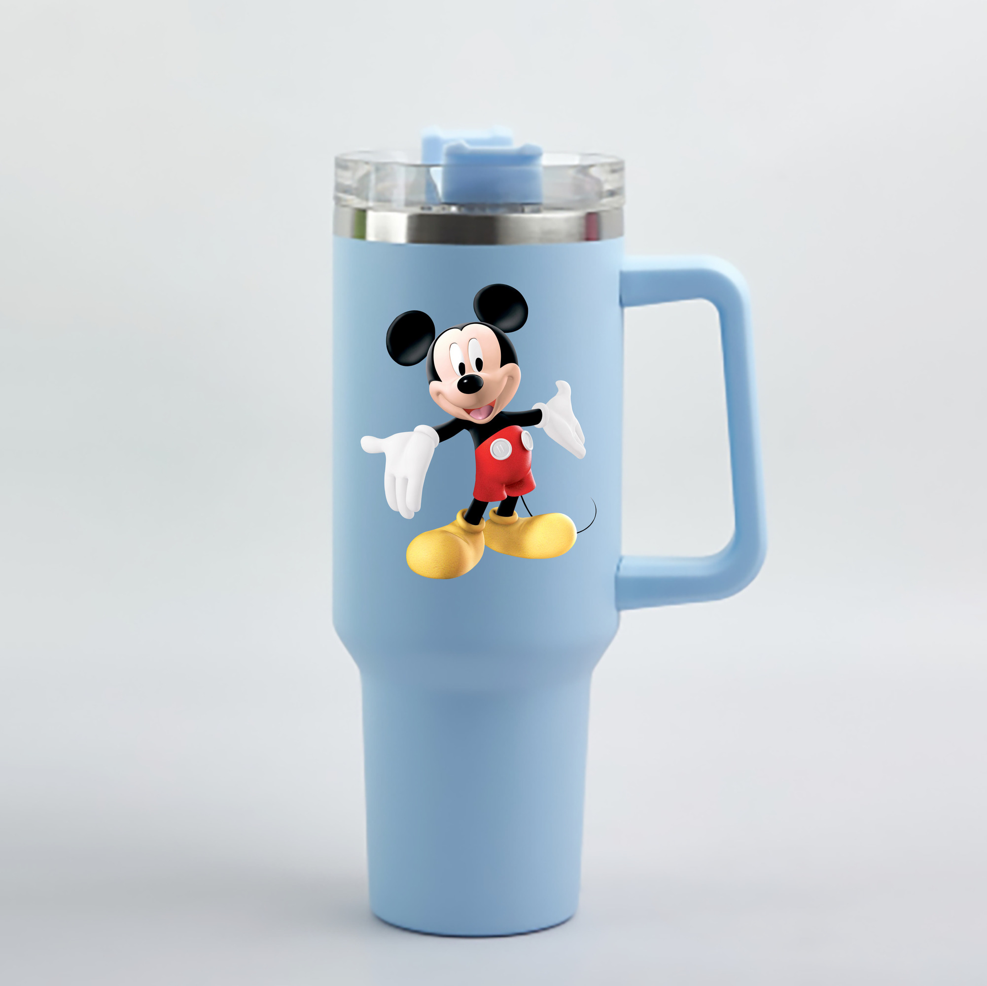 （画像用） ミッキーマウス Mickey Mouse 1200mL車用タンブラー - クリスタルステッカー（プラスチックストロー付き）
